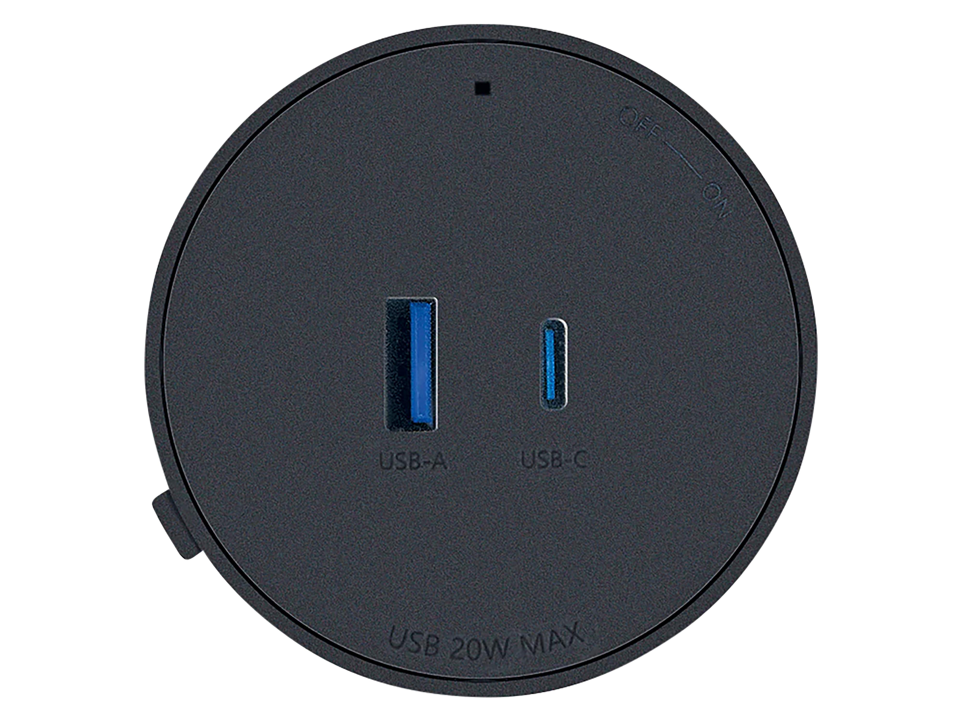 SCHWAIGER Steckdose für Steckdosenleiste USB-C, USB-A, Ein/Aus, schwarz