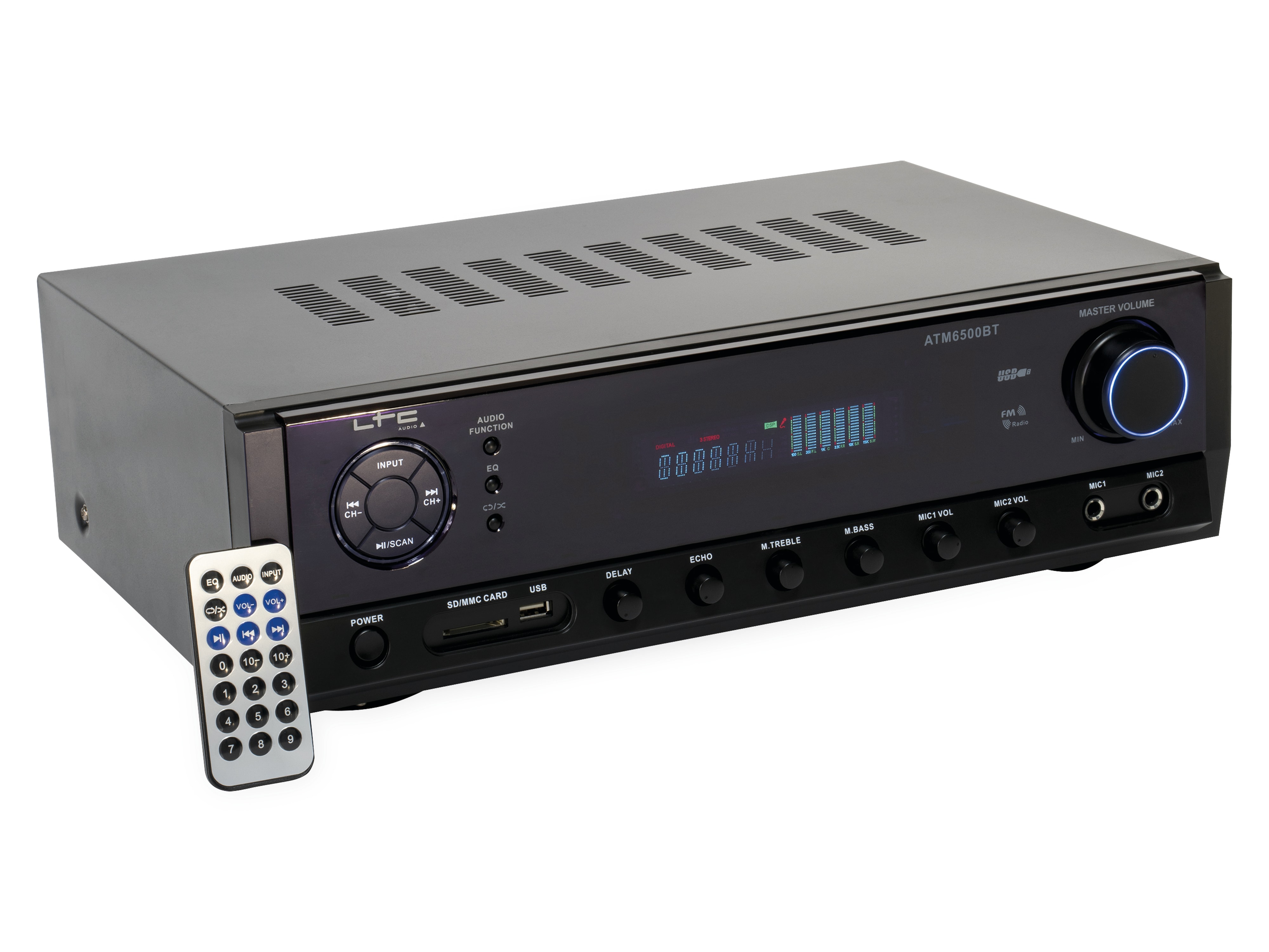 LTC Stereo-Verstärker ATM6500BT, 2x50 W, Bluetooth, Karaoke