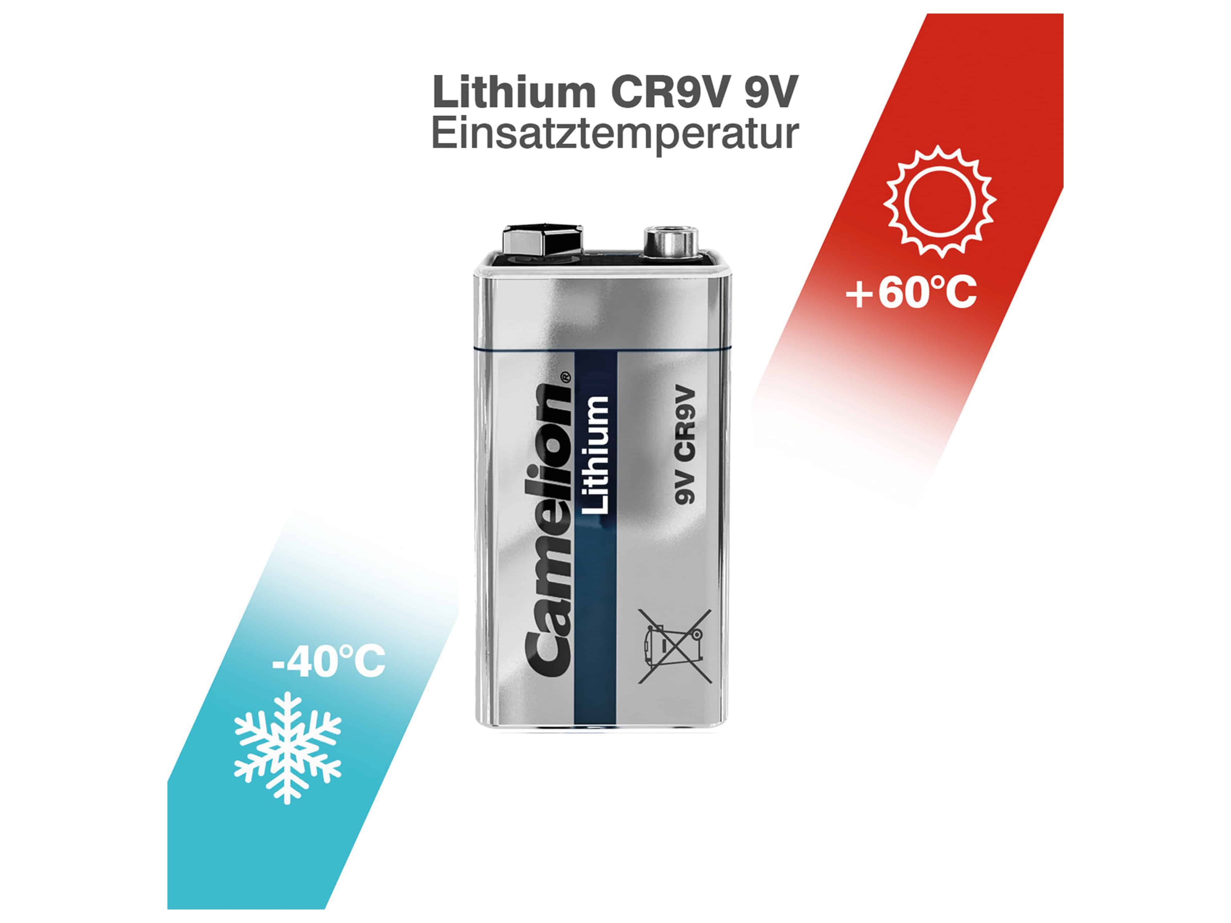 CAMELION 9V-Blockbatterie, Lithium, CR9V, 1 Stück