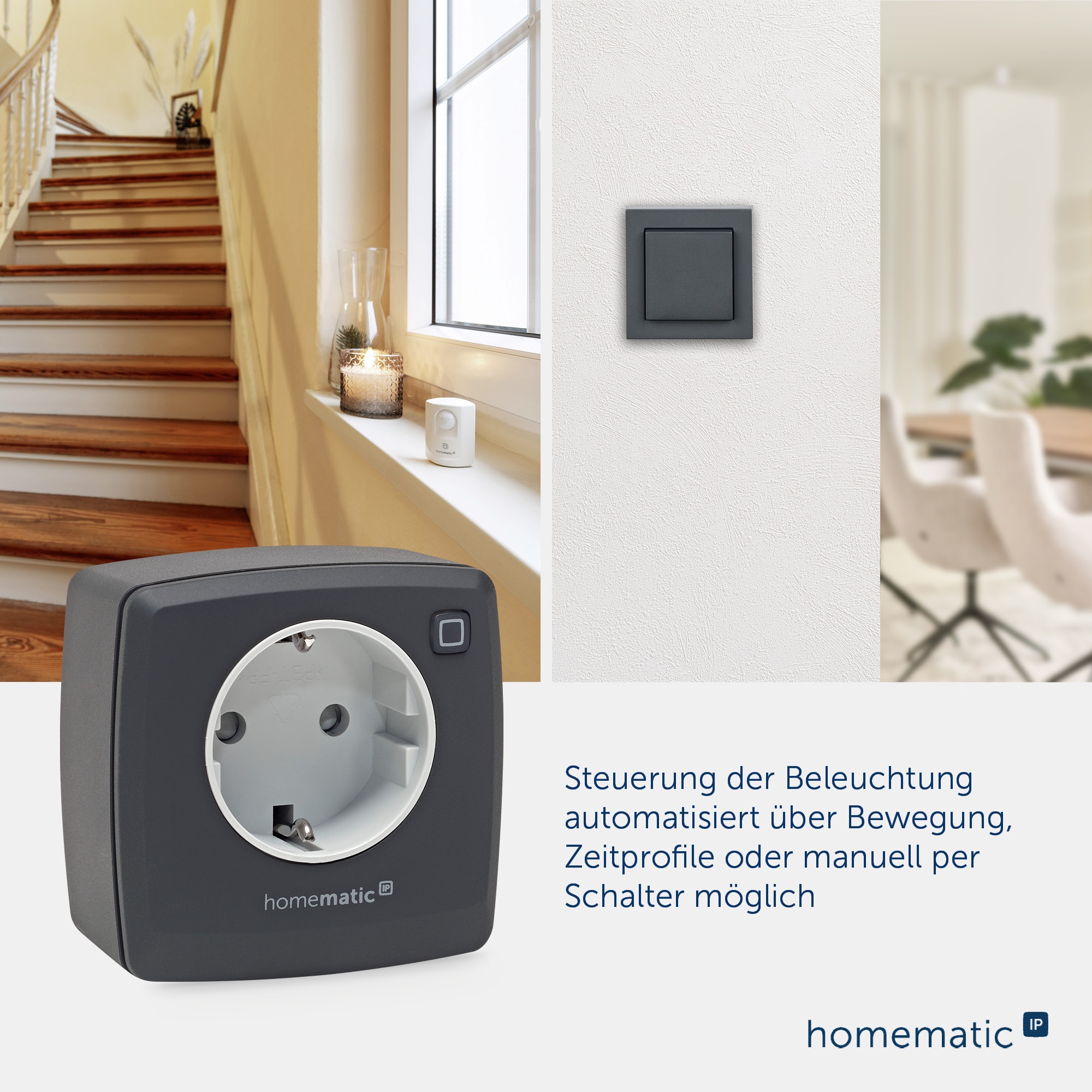 HOMEMATIC IP 161621A0, Dimmer-Steckdose, Phasenabschnitt, anthrazit