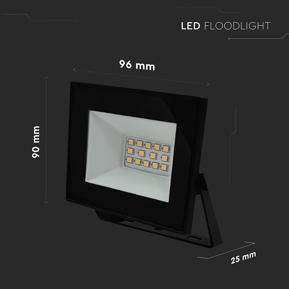 V-TAC LED-Fluter, VT-44012, 10 W, 6500K, EEK: F, 730 lm, kaltweiß, IP65, schwarz