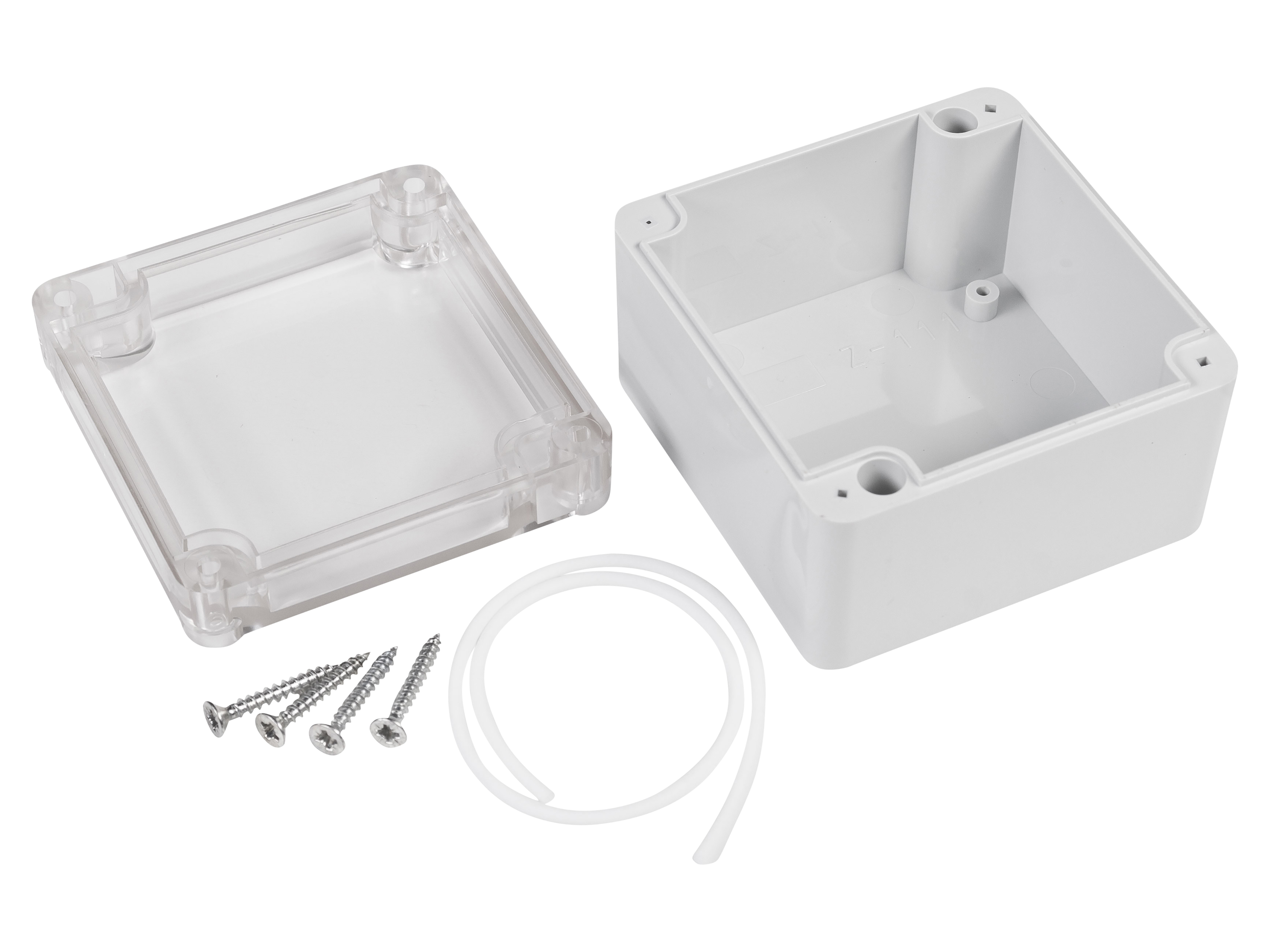 POLLIN ABS-Gebäude 4U63080806437, 82x80x55 mm, IP65, Glasklarer Deckel