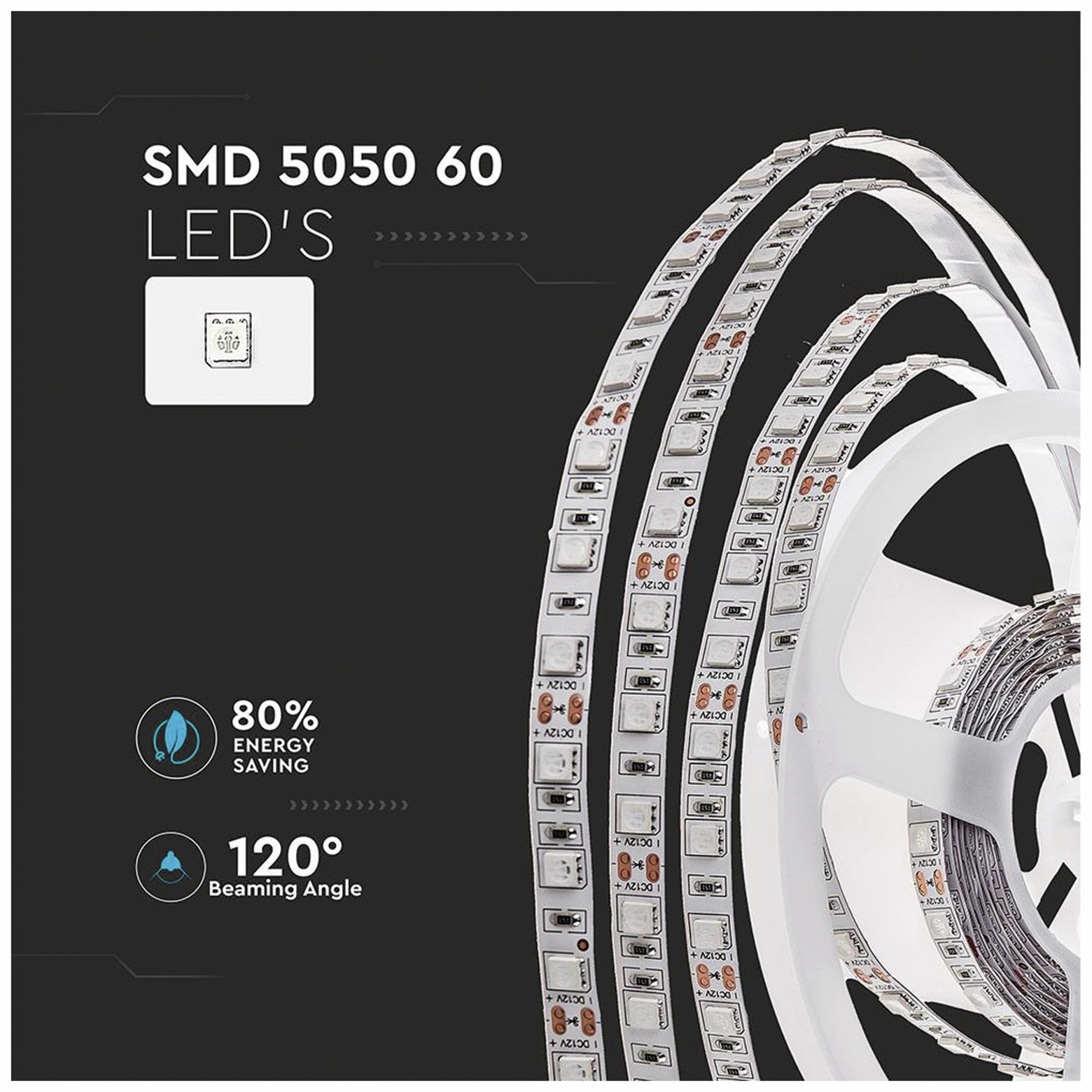 LED-Strip VT-5050 (2122), 300 LEDs, 5 m, 12V, 3000 K LED-Strip VT-5050 (2122), 300 LEDs, 5 m, 12V, 3000 K