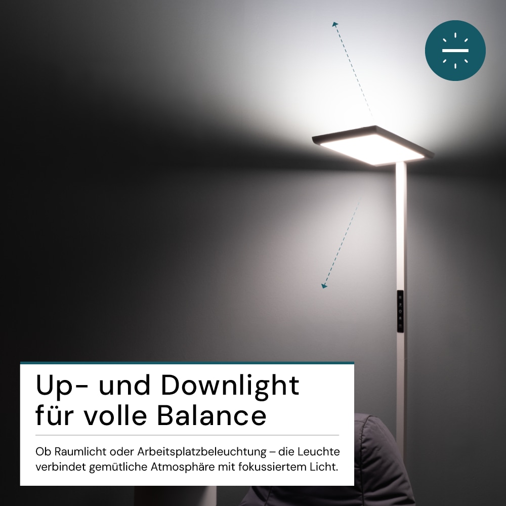 LUXULA LED-Büro-Stehleuchte, Up/Down, 100W, 4000K, EEK: F, 7000lm, IP20, dimmbar, weiß