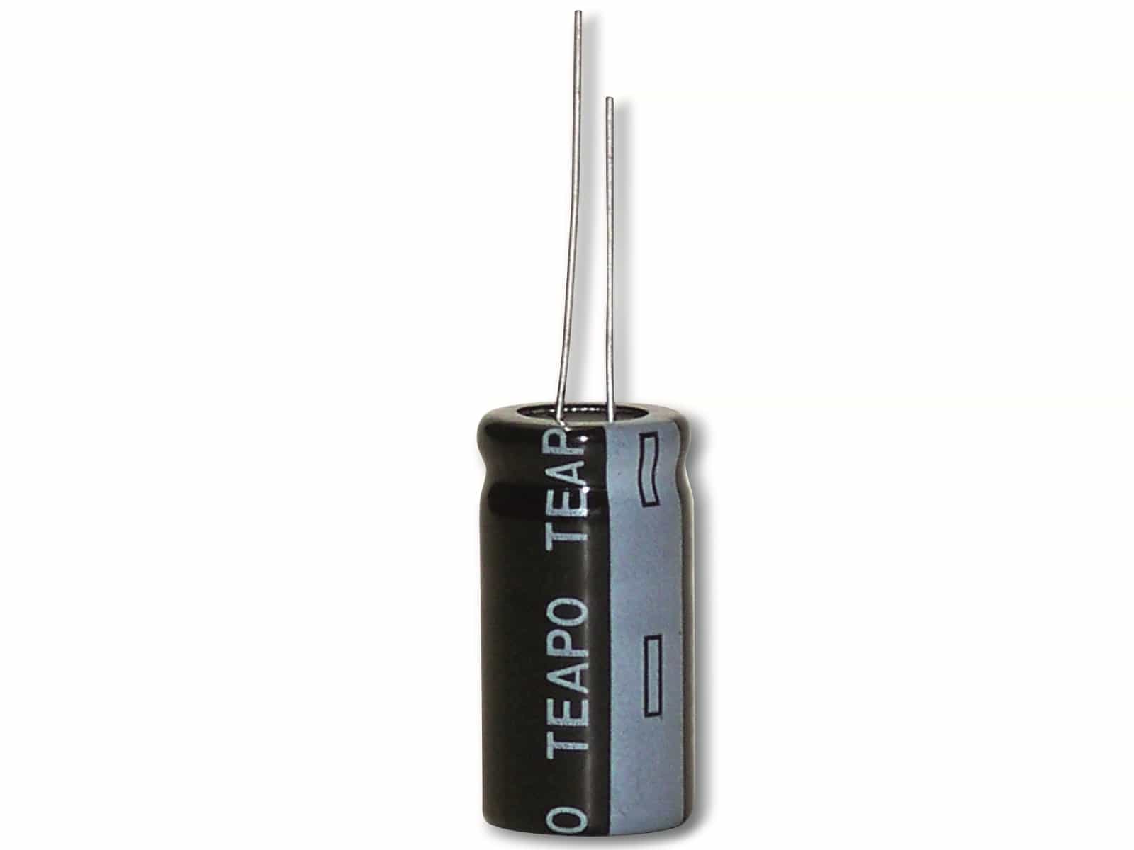TEAPO Alu-Elko 10µF, 450V, radial, RM 5, KSH106M450S1G5L25K TEAPO Alu-Elko, KSH106M450S1G5L25K, 10uF, 450V, RM 5, radial, 105°C, 13x25mm