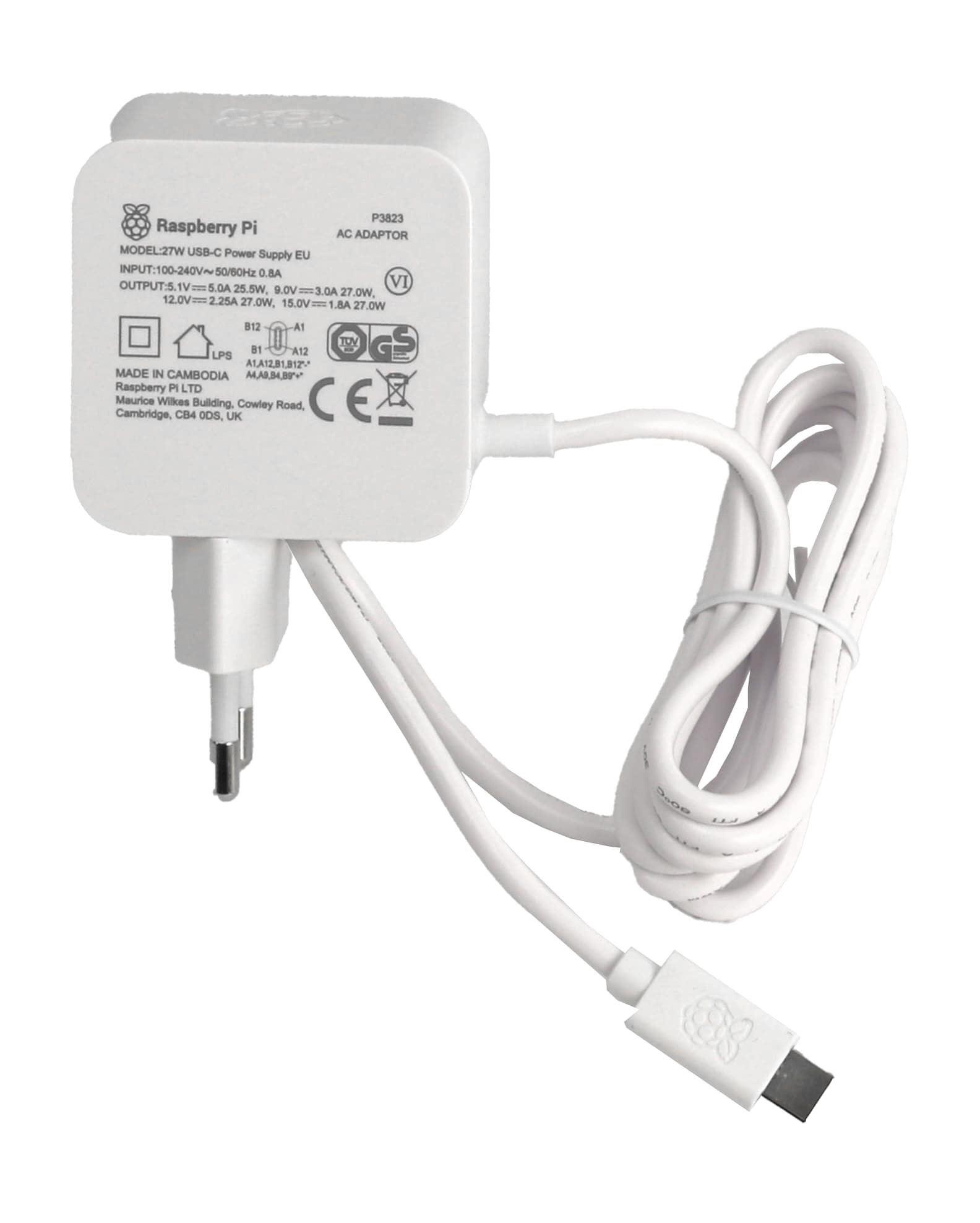 RASPBERRY PI Netzteil, USB-C, 27 W, weiß