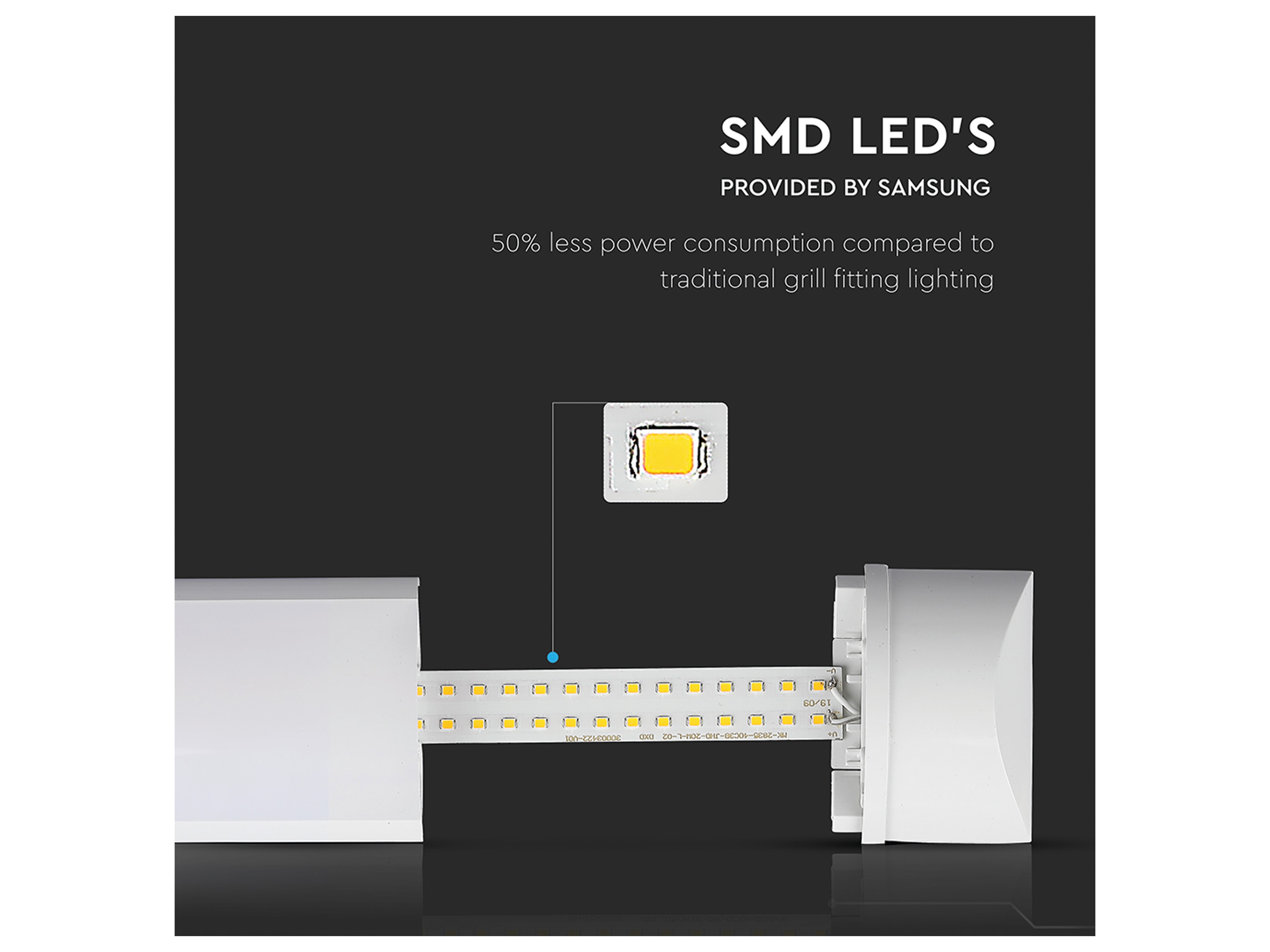V-TAC LED-Deckenleuchte, VT-8-50 (668) EEK: E, 50W, 6000 lm, 1500 mm, 4000 K