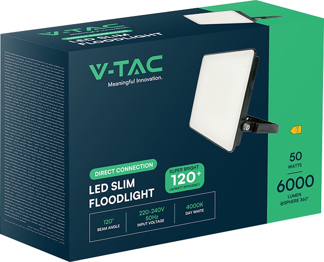 LED-Fluter V-TAC, VT-4449-FC, EEK: E, 50 W, 6000 lm, 6500 K, IP65, kaltweiß