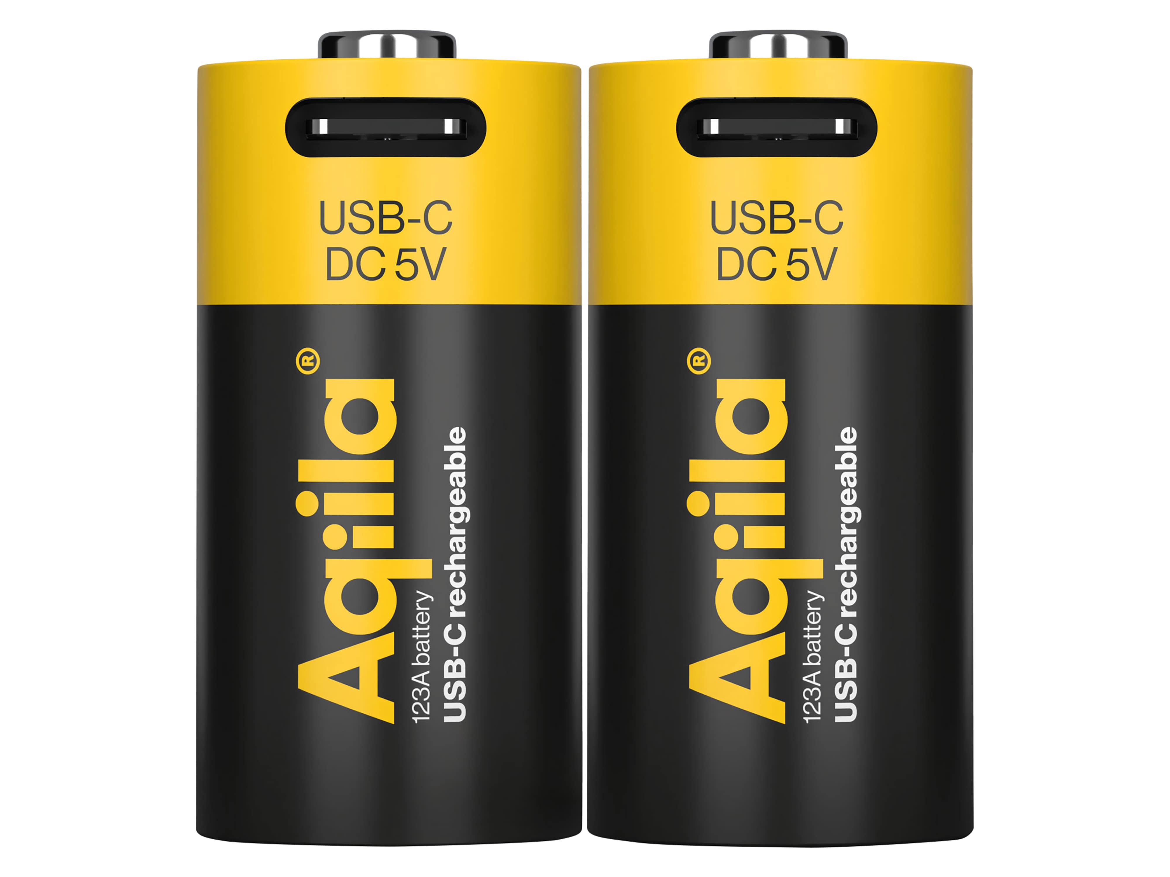 Li-lon-Akku AQILLA, CR123A, USB-C, 3 V, 2er Pack