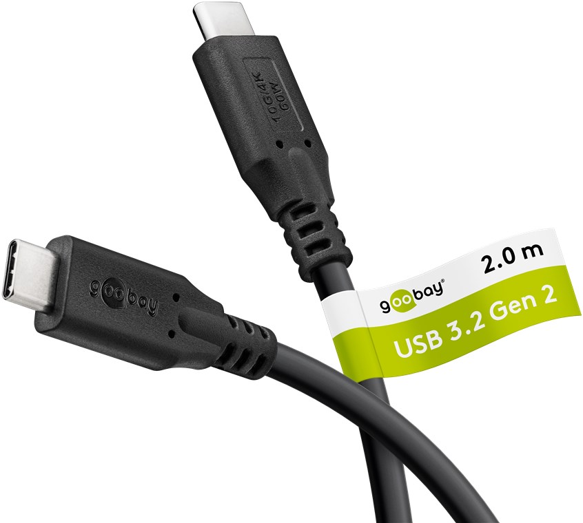 GOOBAY USB-C Kabel 74205 USB3.2 60W 2m schwarz 10 Gbit/s GOOBAY USB-C Kabel 74205 USB3.2 60W 2m schwarz 10 Gbit/s
