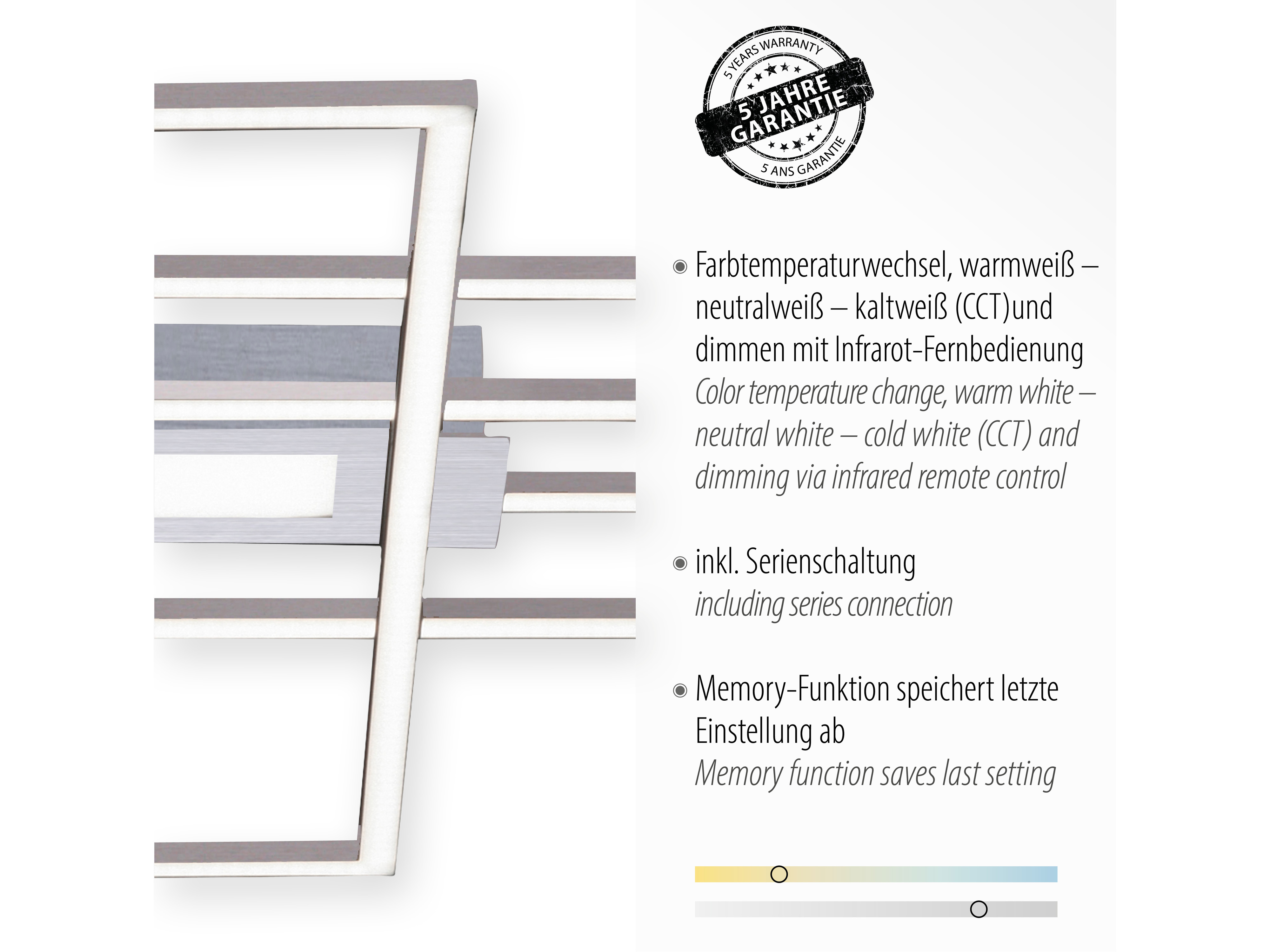 JUST LIGHT LED-Deckenleuchte 14693-55, 45W, 5500lm, silber
