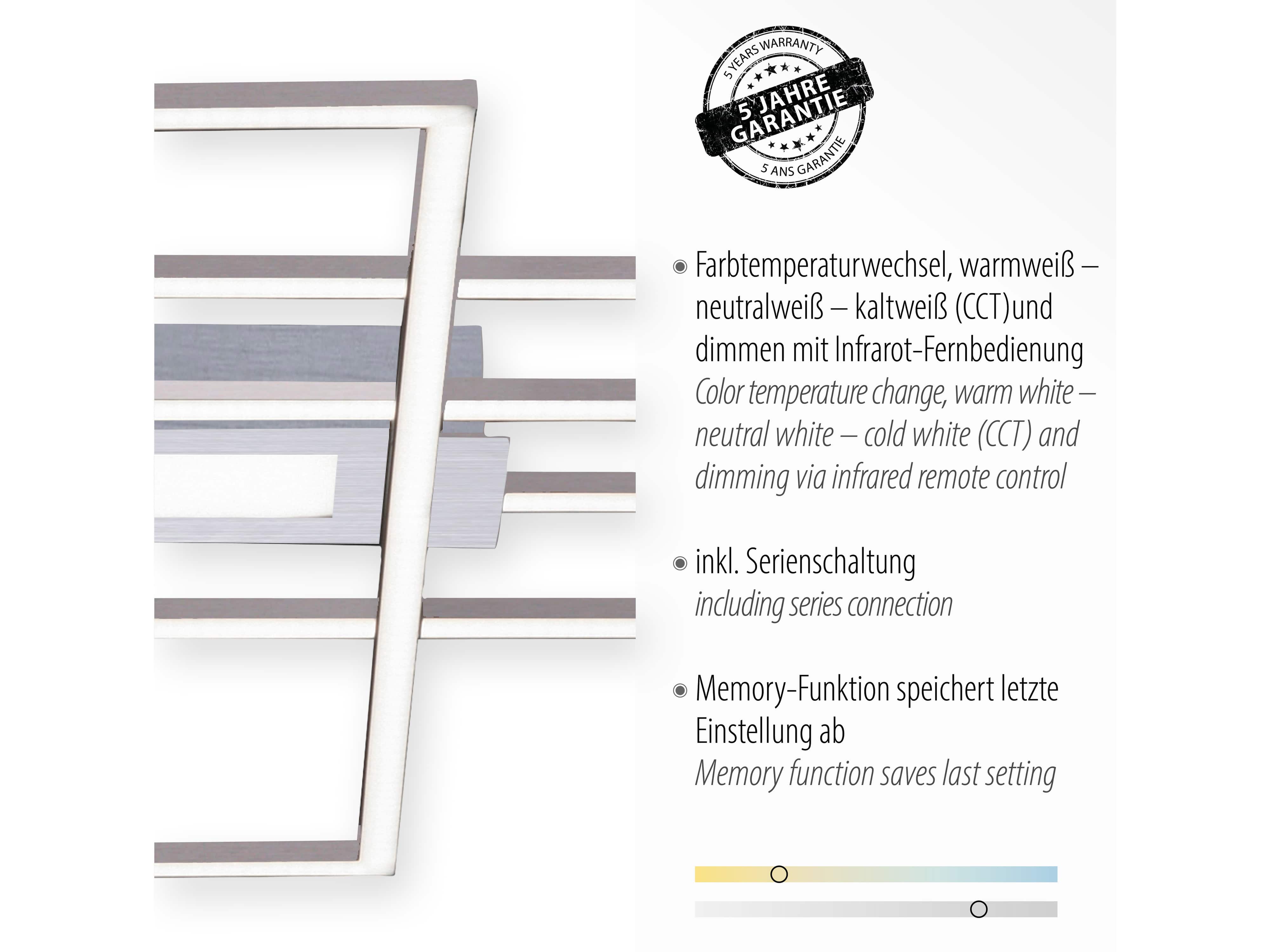 JUST LIGHT LED-Deckenleuchte 14693-55, 45W, 5500lm, silber