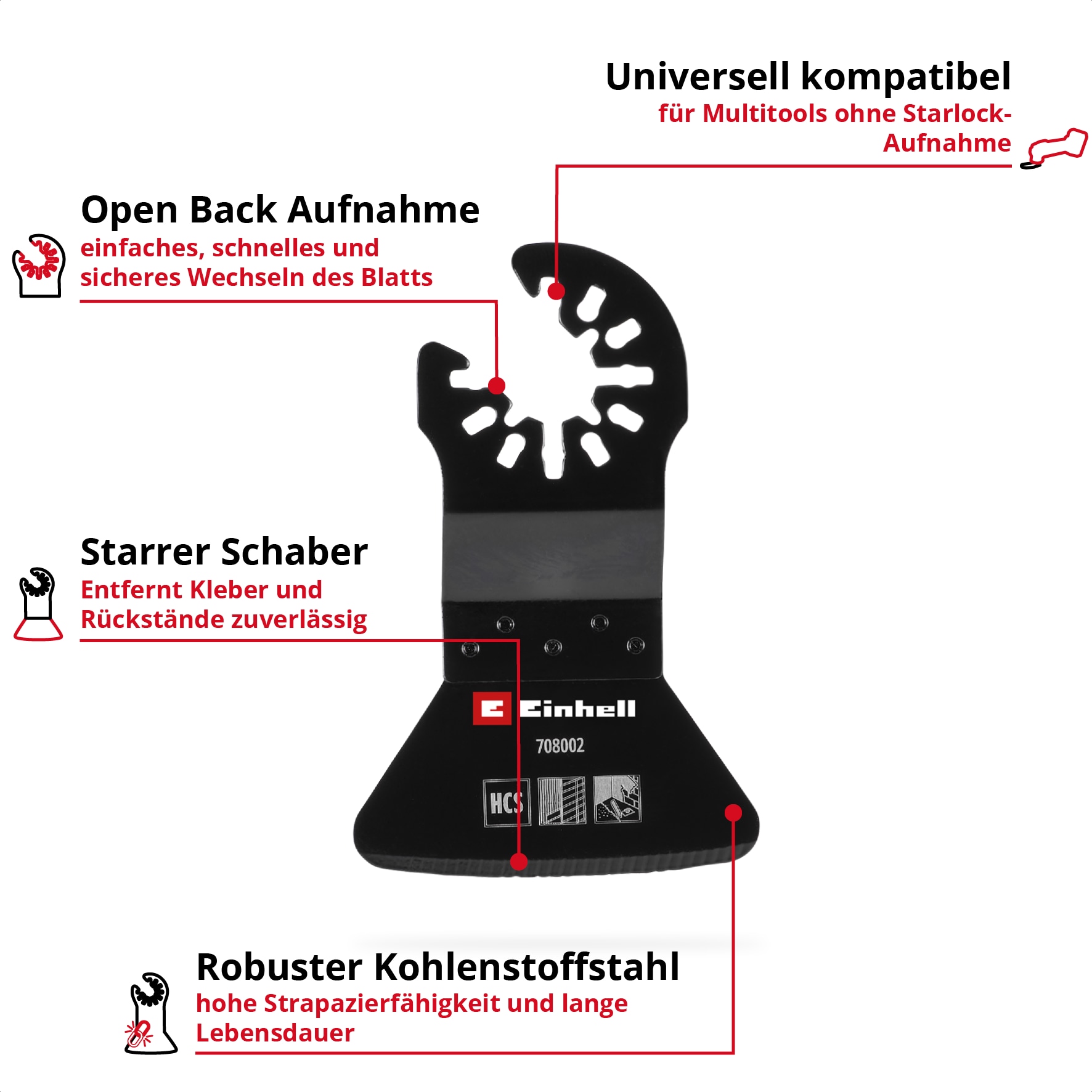EINHELL Schaber, 708002, HCS, Starr, 52 mm