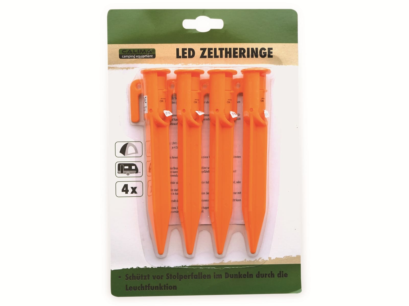 CALIMA CAMPING EQUIPMENT LED Zeltheringe, 4 Stück