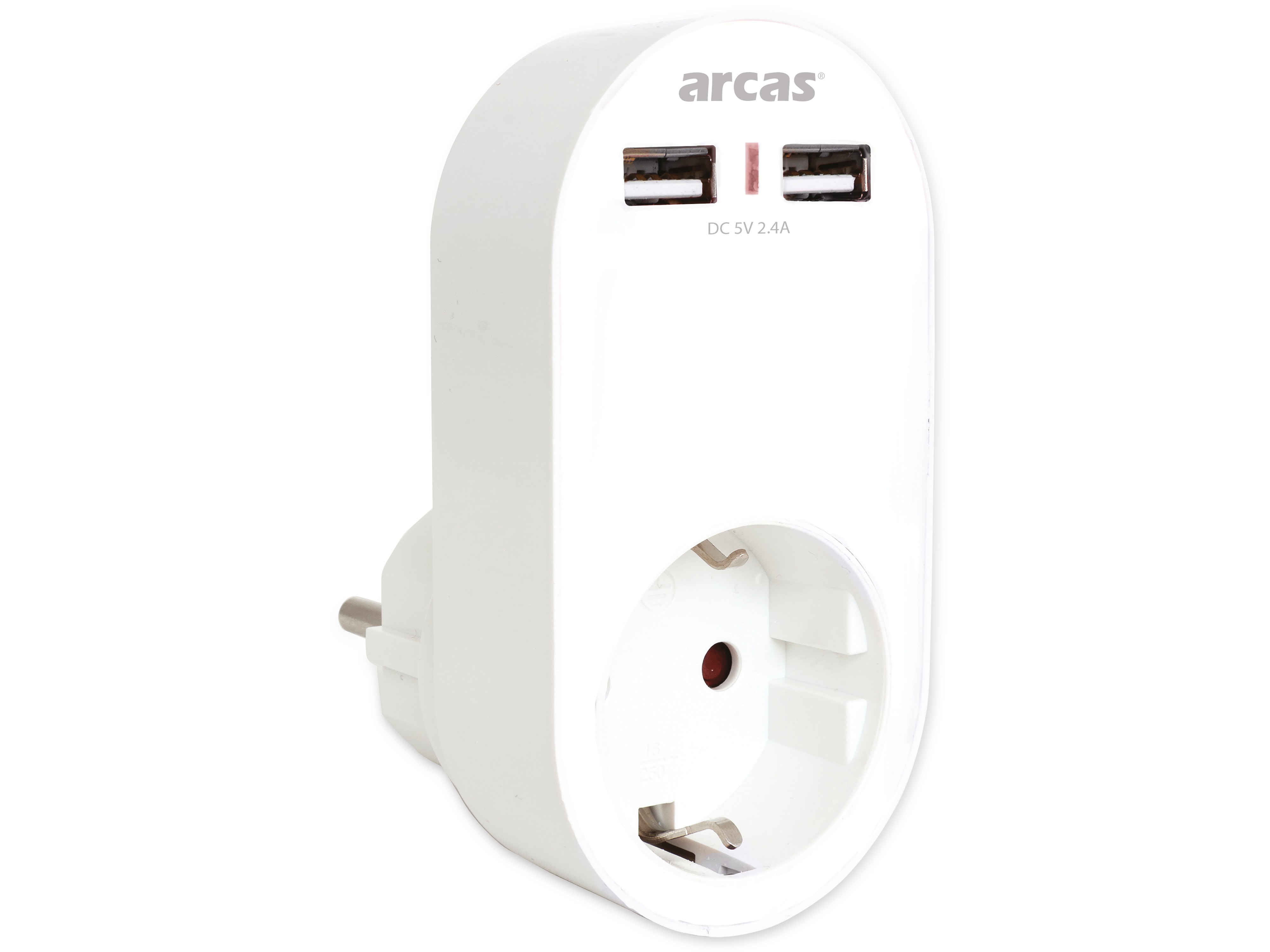 ARCAS Schutzkontakt-Zwischenstecker, 2x USB, 2400 mAh
