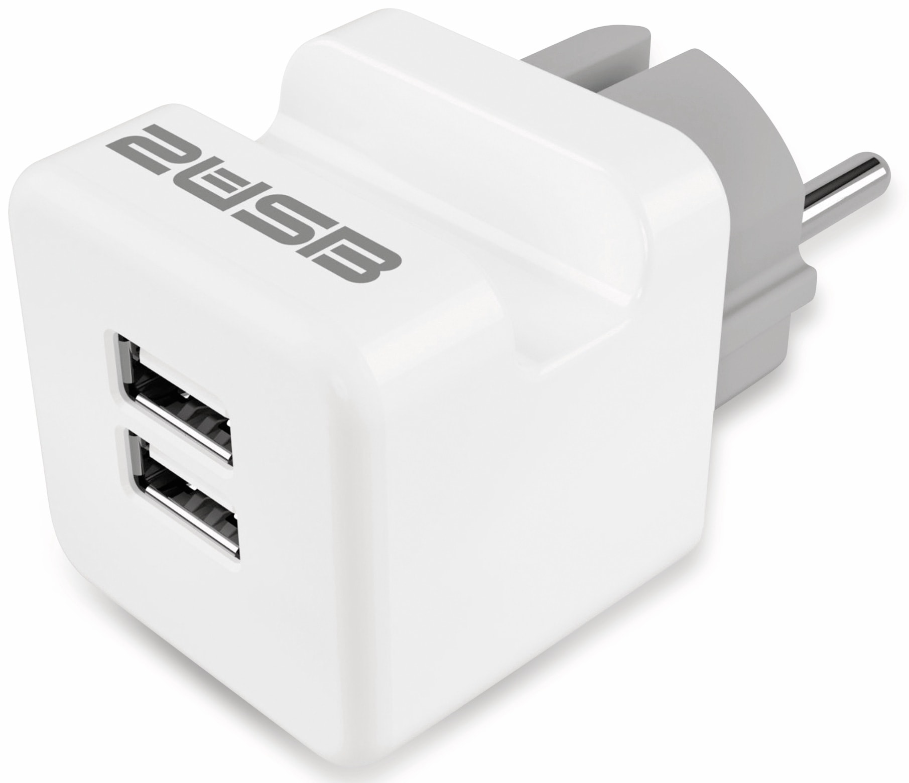 2USB USB-Lader EasyCharge Plugin, 2,4 A, 2-fach, Handyhalter, reinweiß matt