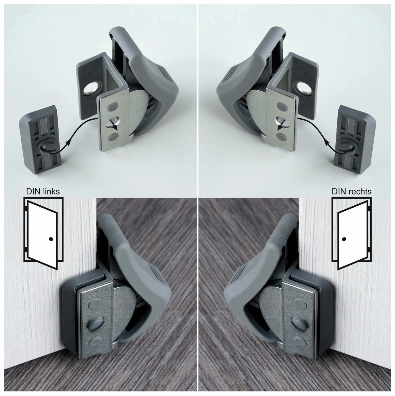 Türfeststeller, ClipFlix mini, grau