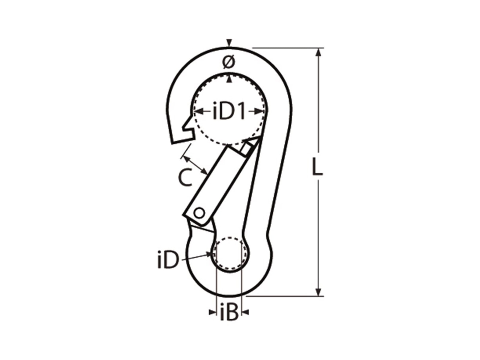 MARINETECH Karabinerhaken, Edelstahl A4, 10x100 mm, 2 Stück