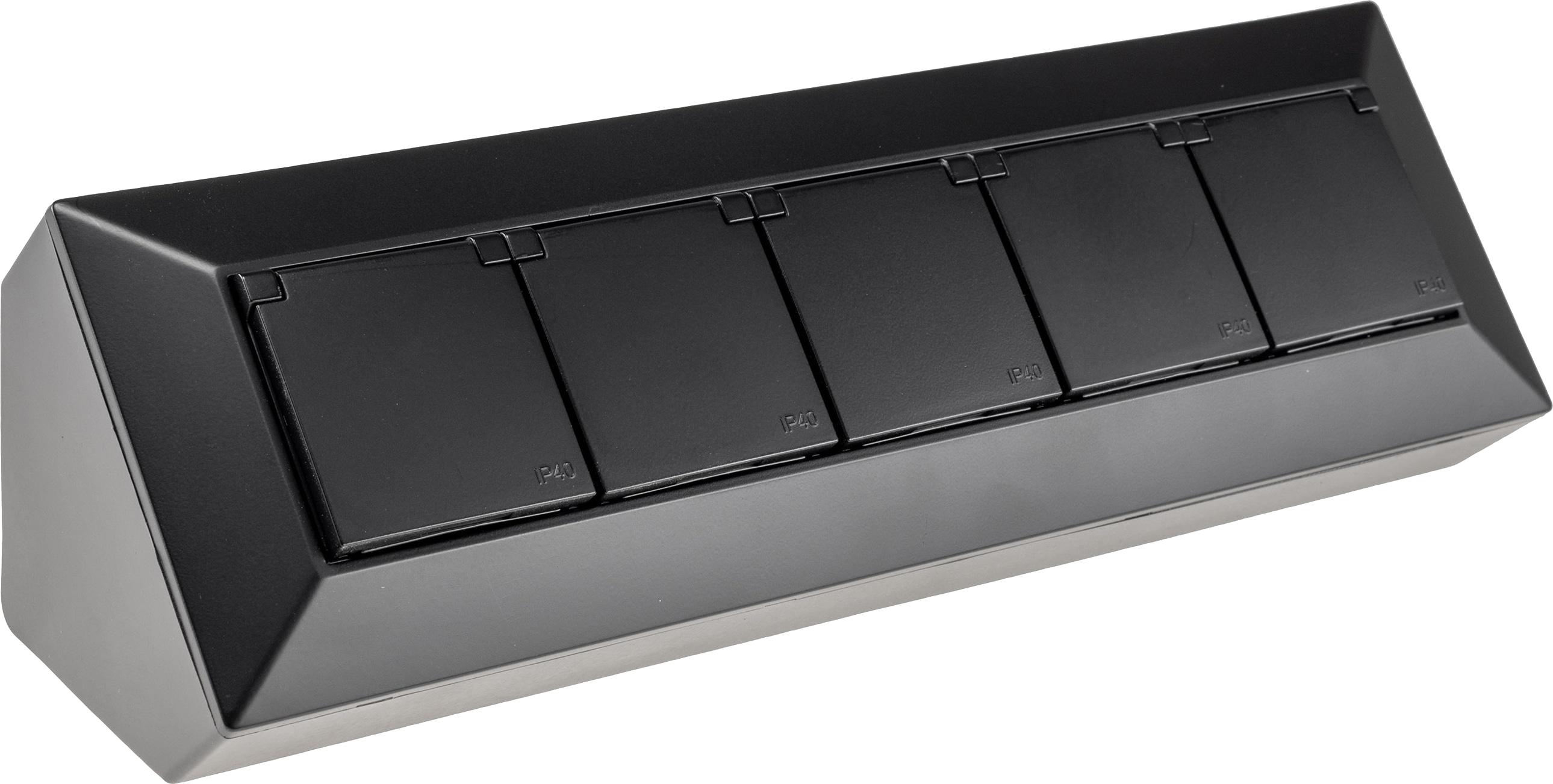 CHILITEC Steckdosenblock 23943, 5-fach, mit Schutzklappen, 250V/16A, schwarz