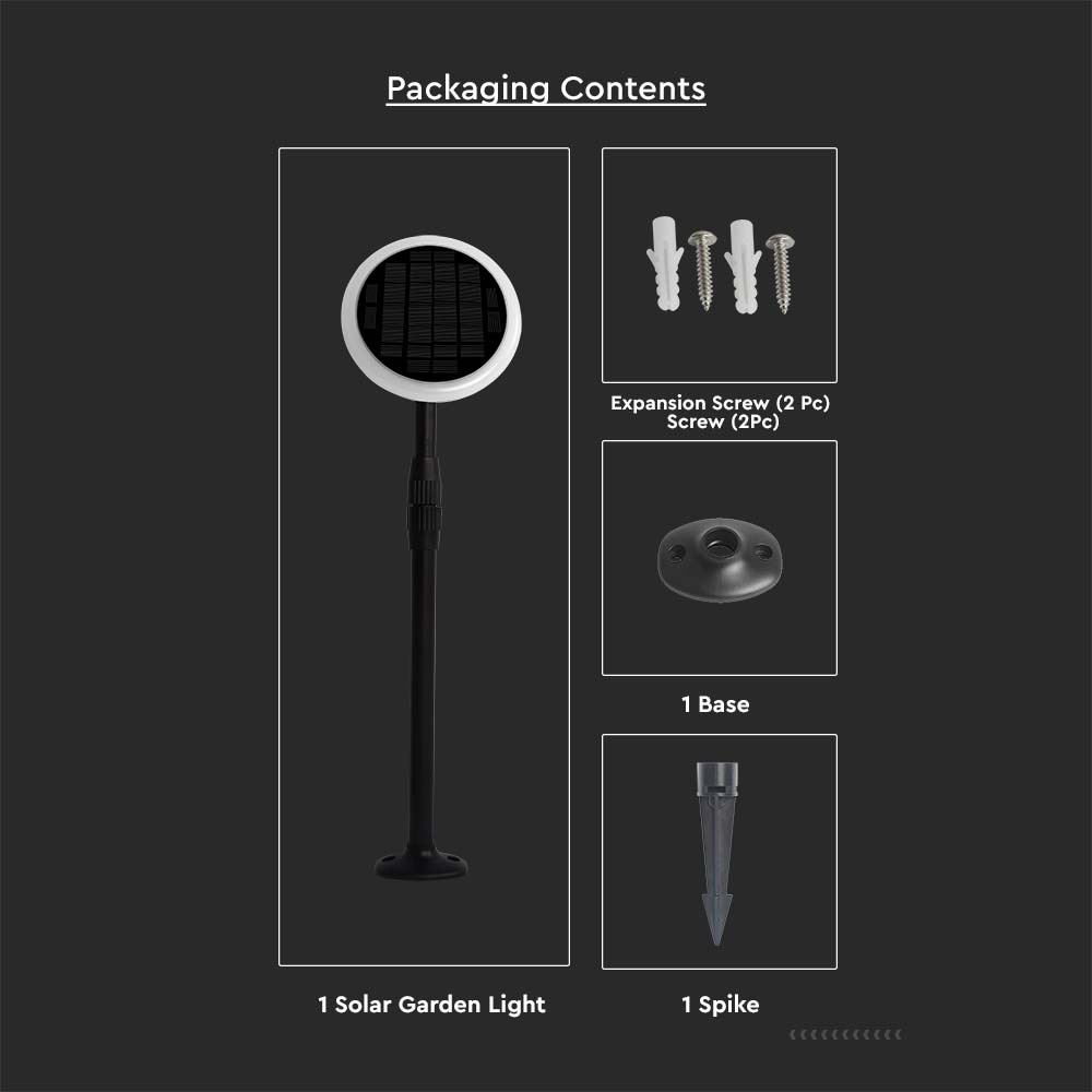 V-TAC Solar LED-Gartenleuchte VT-943, 3 W, 3000 K, schwarz, 2 Stück V-TAC Solar LED-Gartenleuchte VT-943, 3 W, 3000 K, schwarz, 2 Stück