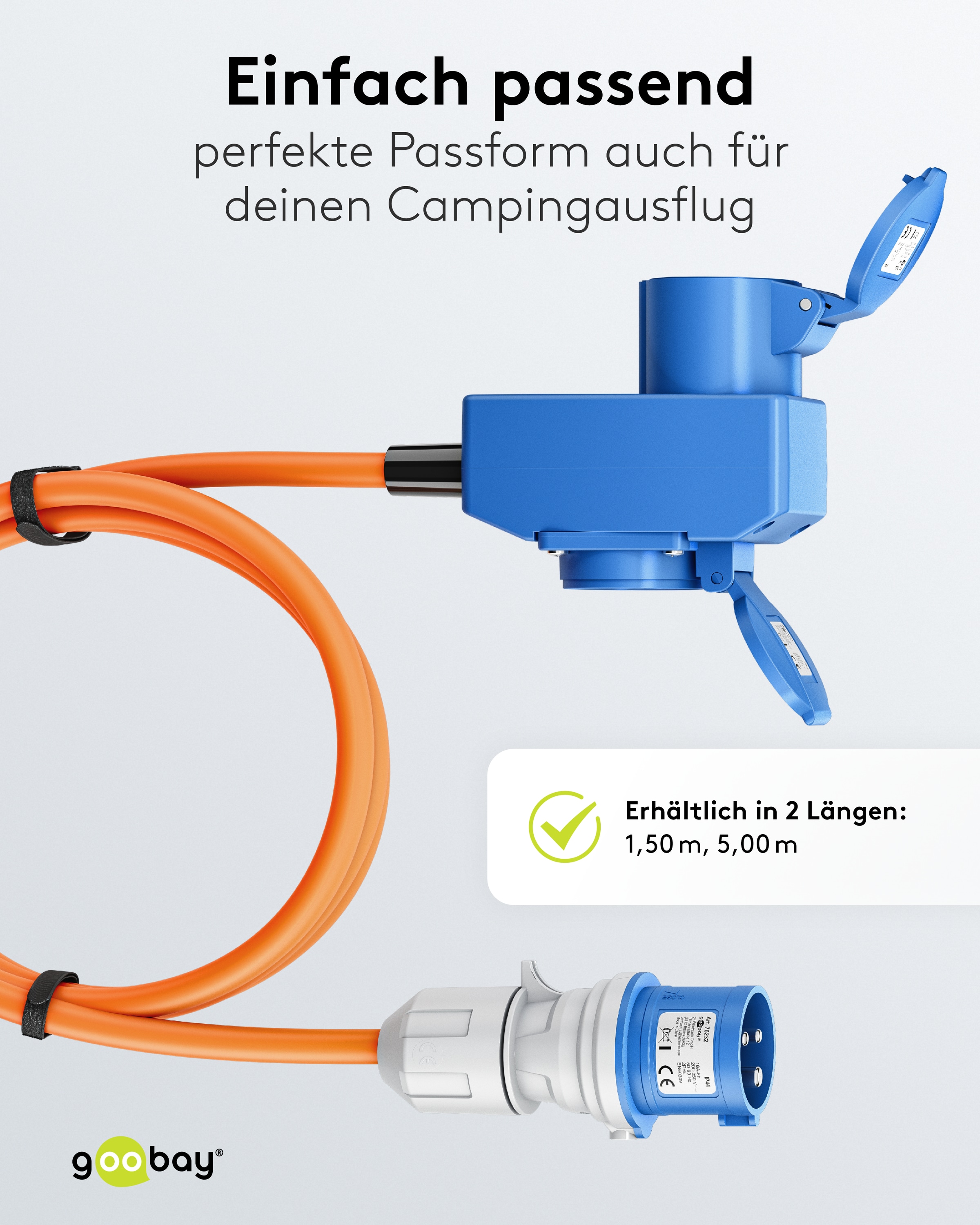 GOOBAY CEE-Adapterkabel 76233, 5 m, Stecker zu Kupplung + Schutzkontakt Kupplung GOOBAY CEE-Adapterkabel 76233, 5 m, Stecker zu Kupplung + Schutzkontakt Kupplung