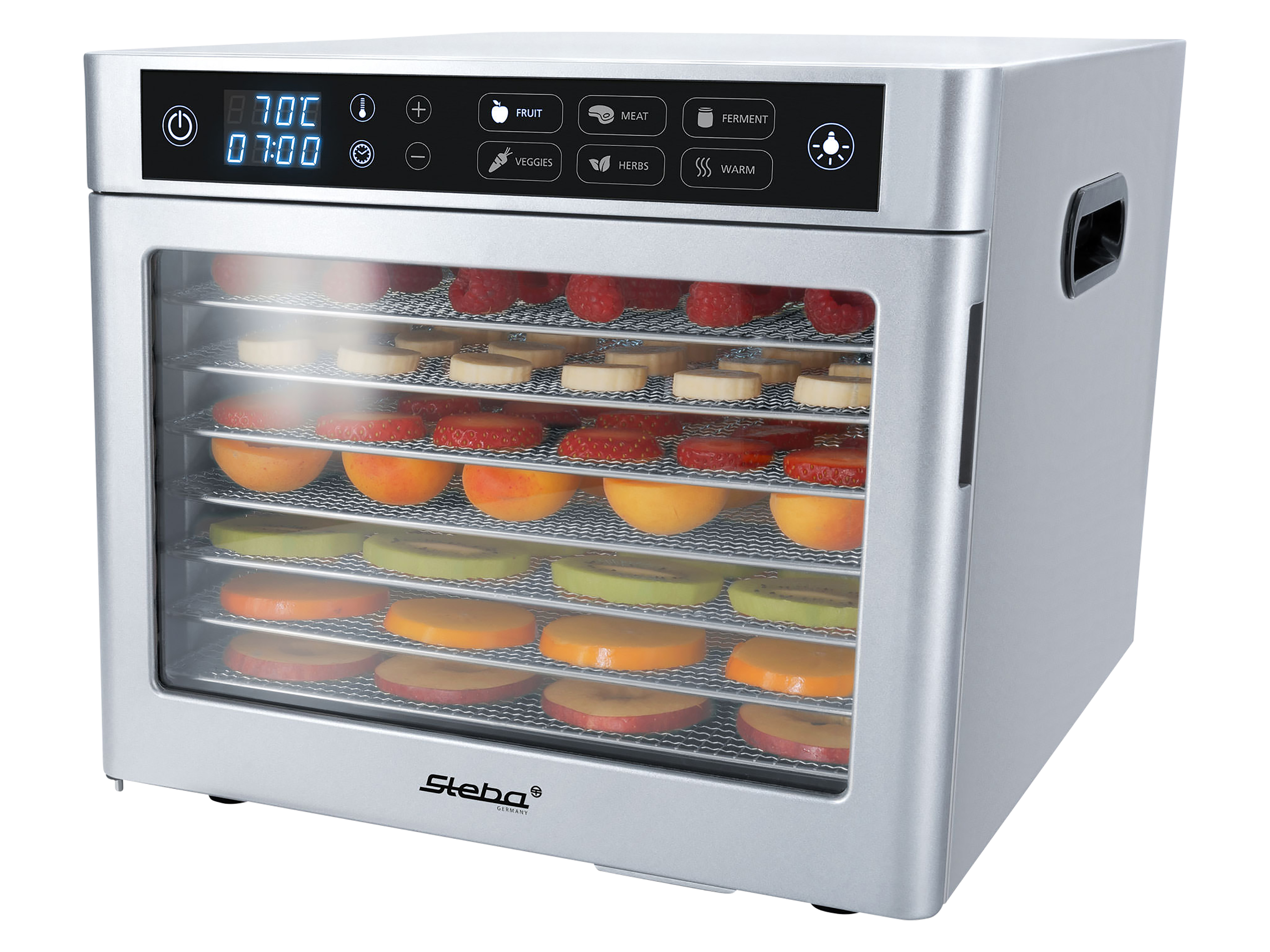 STEBA Dörrautomat ED 80 Steel Deluxe, ca. 0,67m² Dörrfläche, 6 Programme, 500W STEBA Dörrautomat ED 80 Steel Deluxe, ca. 0,67m² Dörrfläche, 6 Programme, 500W