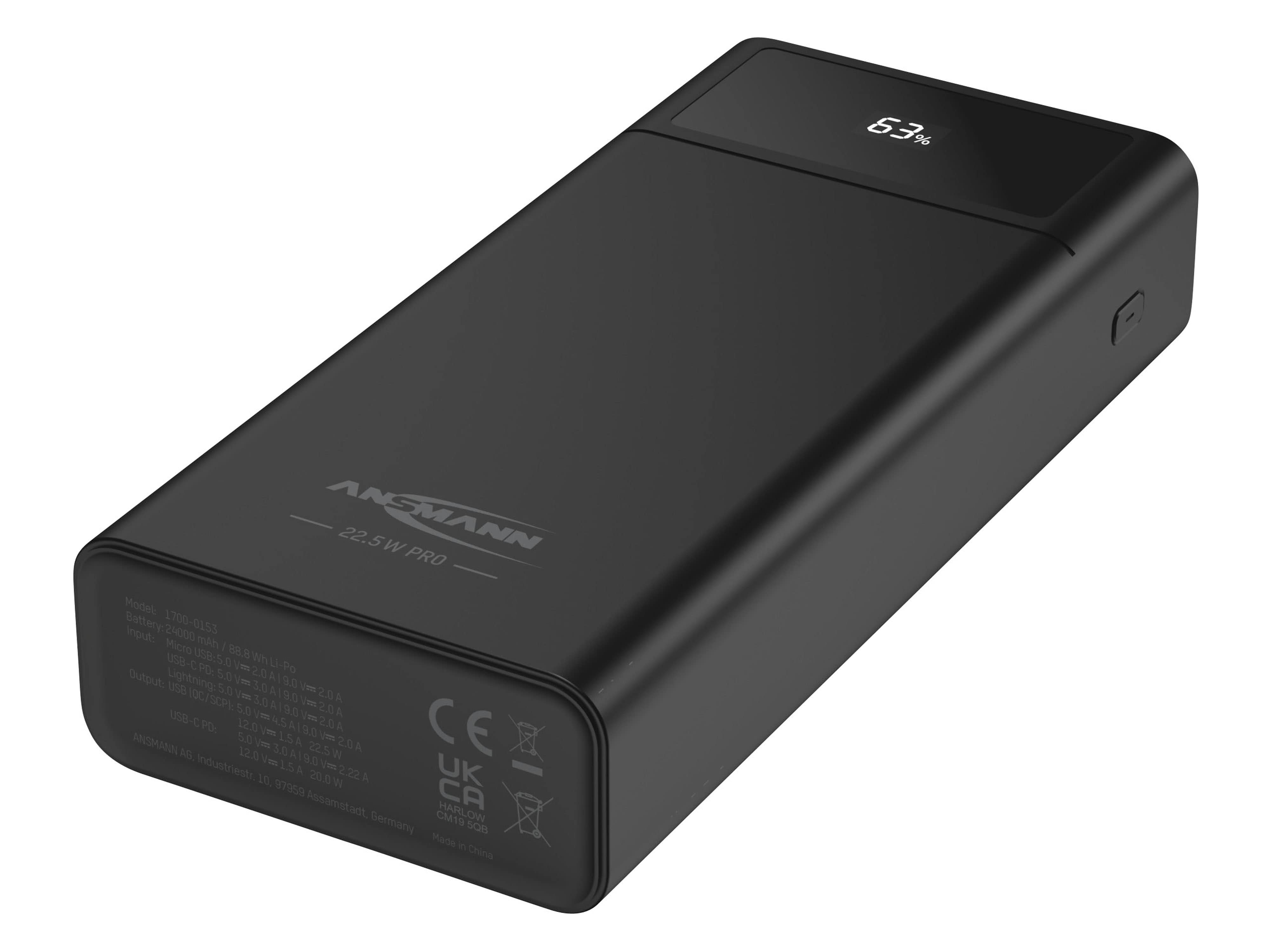 ANSMANN Powerbank PB322PD, 24.000mAh, schwarz