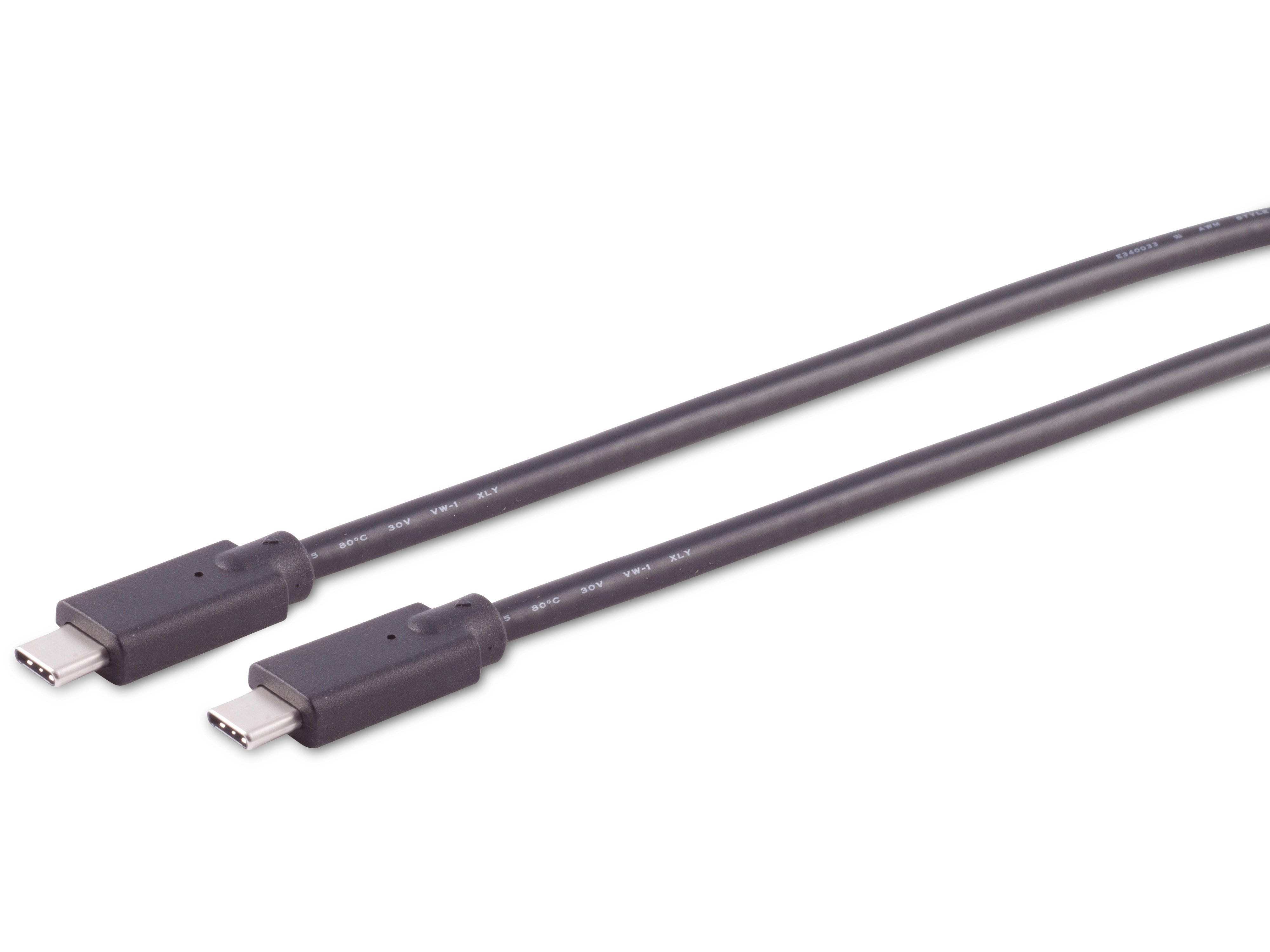 USB-C Verbindungskabel, 100 W, 2.0, schwarz, 2,0 m