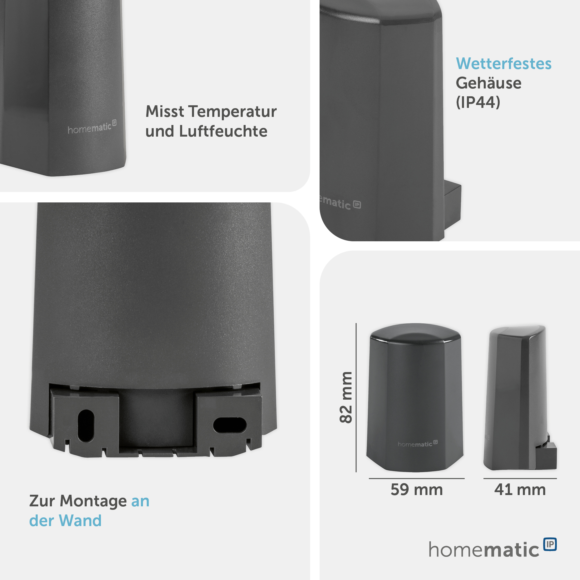 HOMEMATIC IP Smart Home 150573A0, Temp. Und Luftfeuchtigkeitssensor, anthrazit