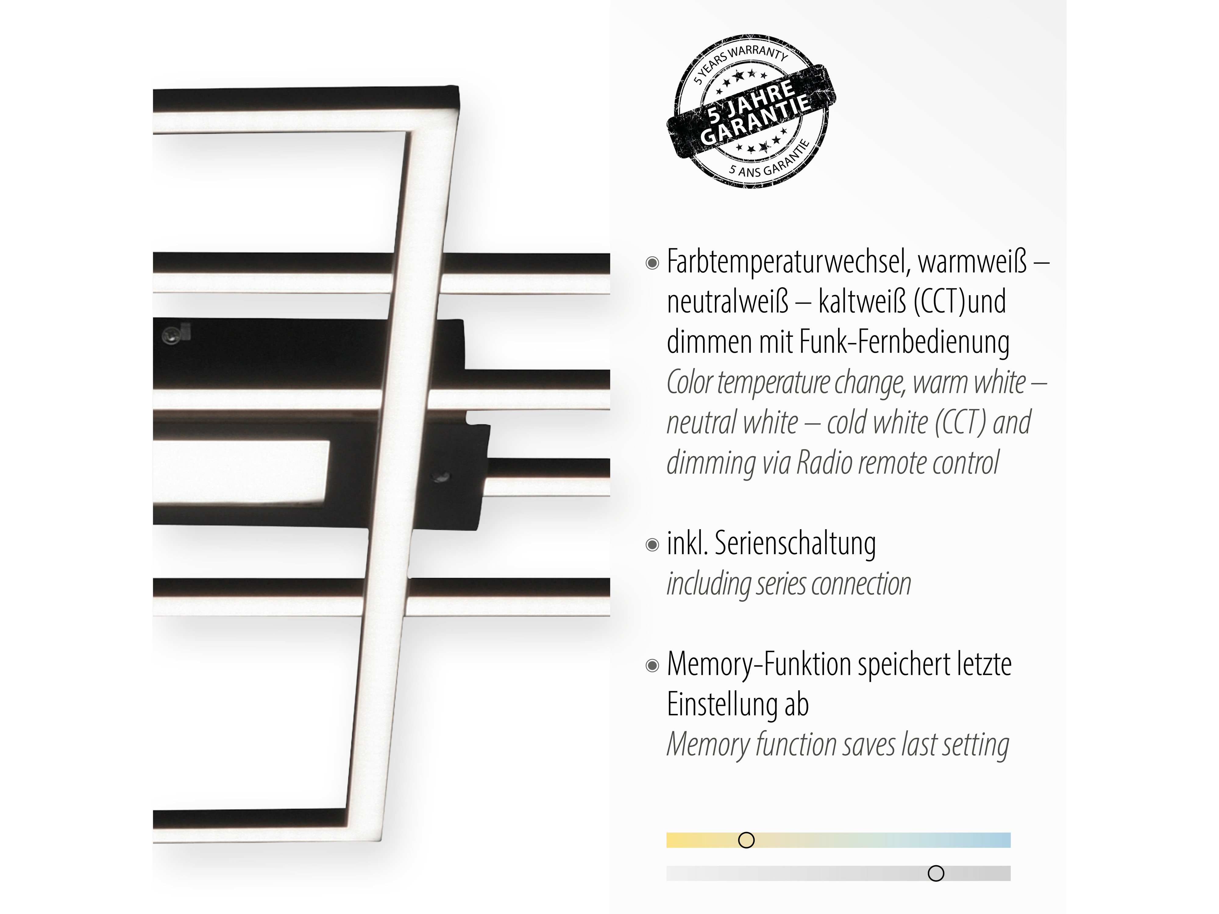 JUST LIGHT LED-Deckenleuchte 14693-18, 45W, 5500lm, schwarz