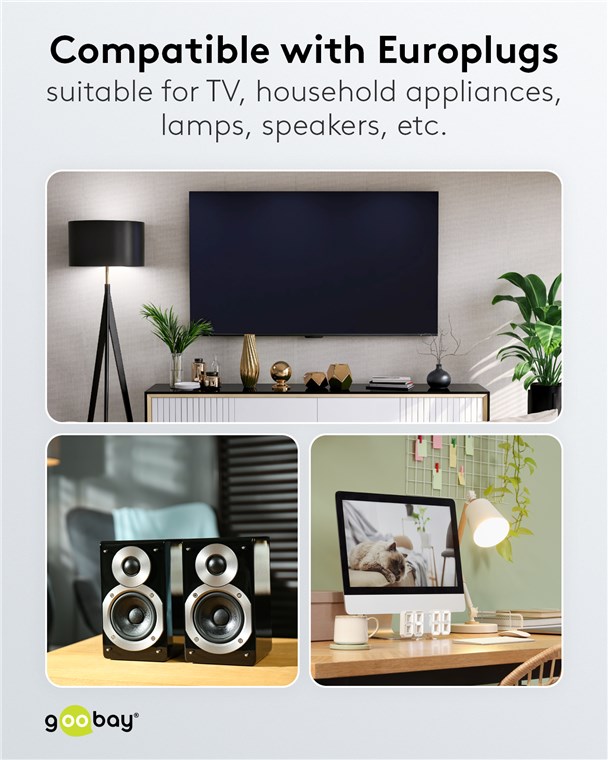 GOOBAY Euro-Verlängerung, 5 m, schwarz