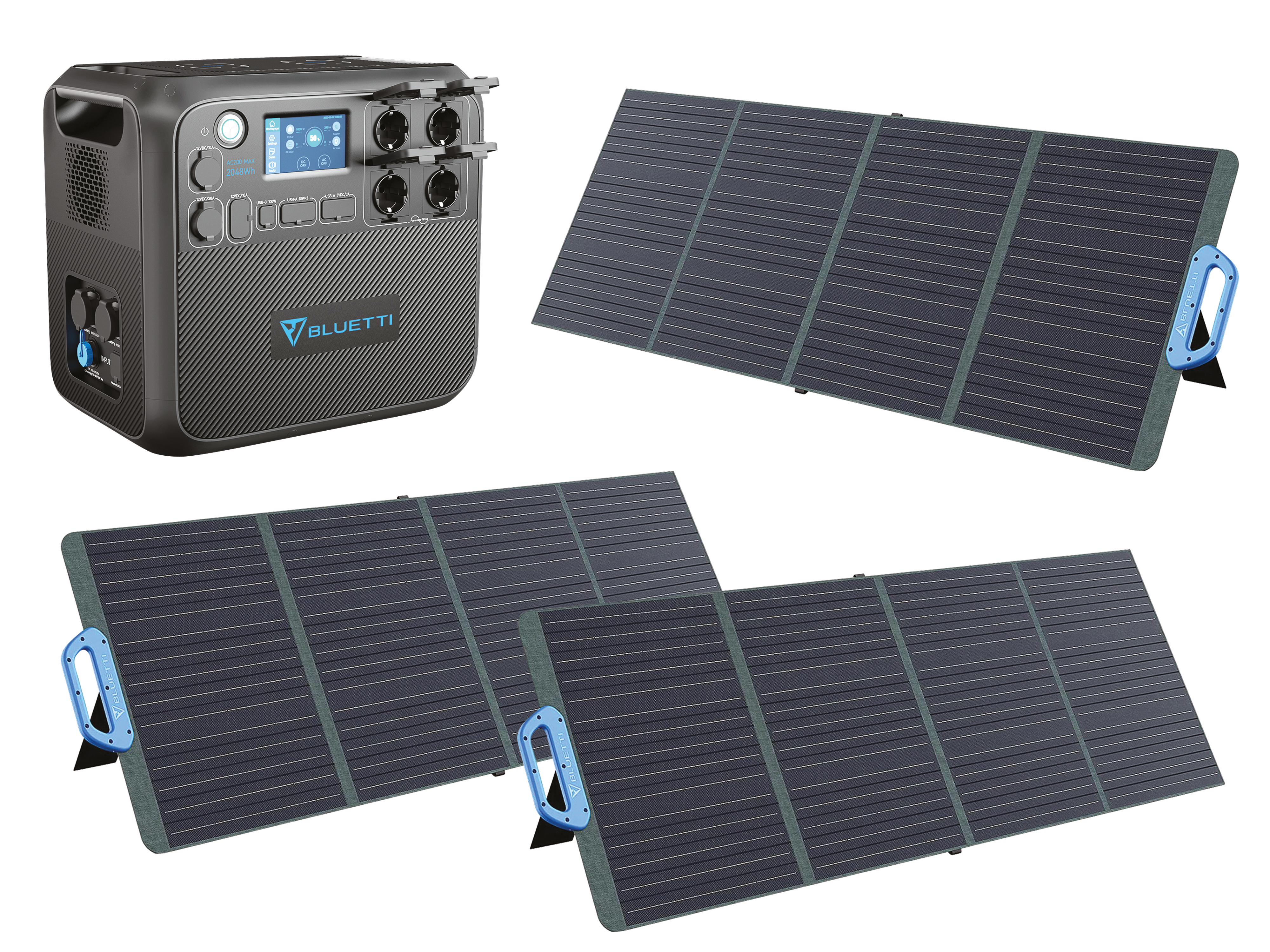 BLUETTI Powerstation-Set AC200Max + 3x 120 W Solarmodul