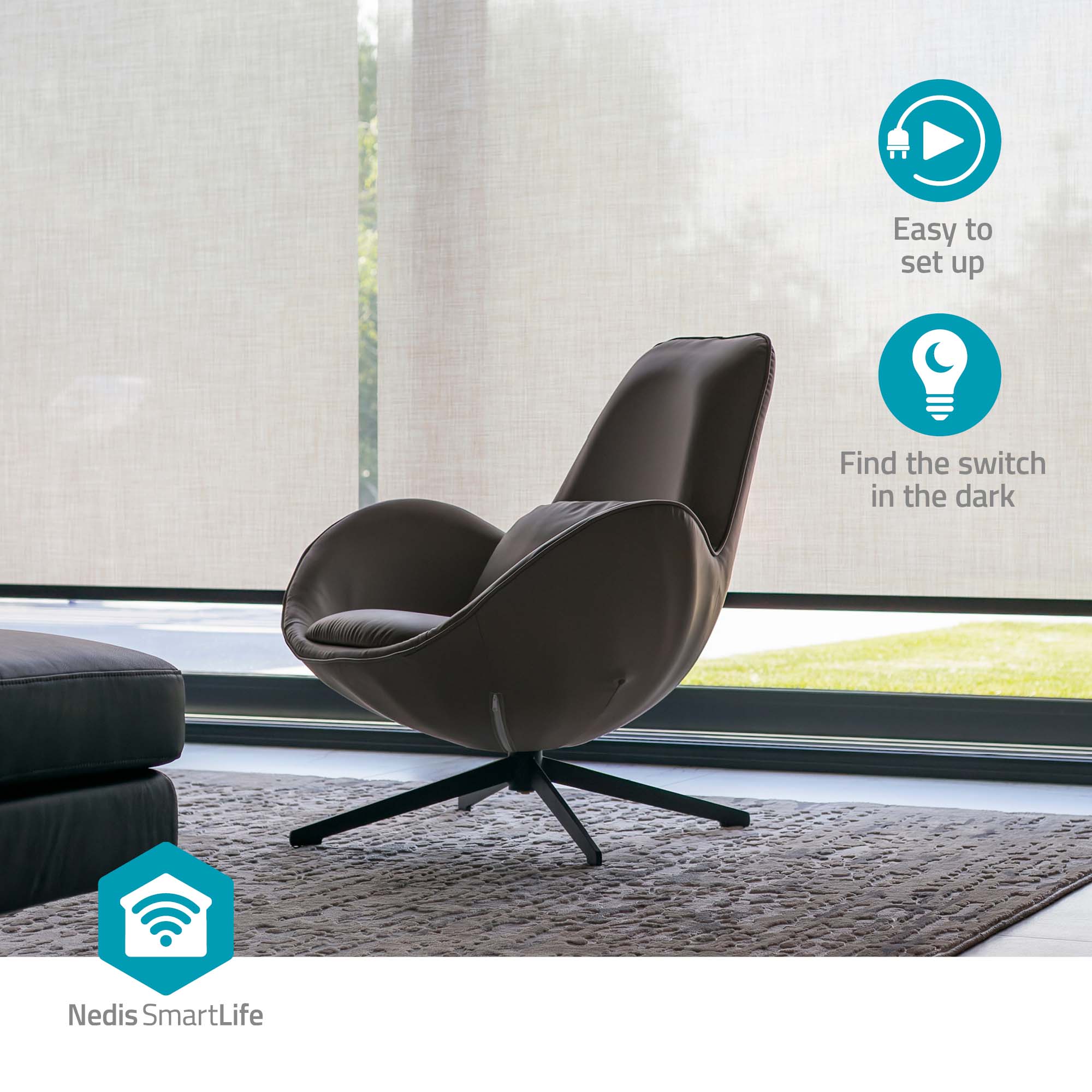 NEDIS Wandschalter SmartLife, Vohänge, Rolläden und Sonnenblenden, weiß