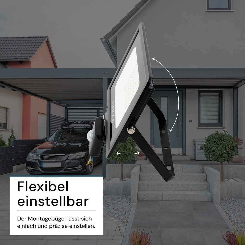 LUXULA LED-Fluter mit Bewegungsmelder, EEK: F, 50W, 5000lm, 3000K, schwarz LUXULA LED-Fluter mit Bewegungsmelder, EEK: F, 50W, 5000lm, 3000K, schwarz