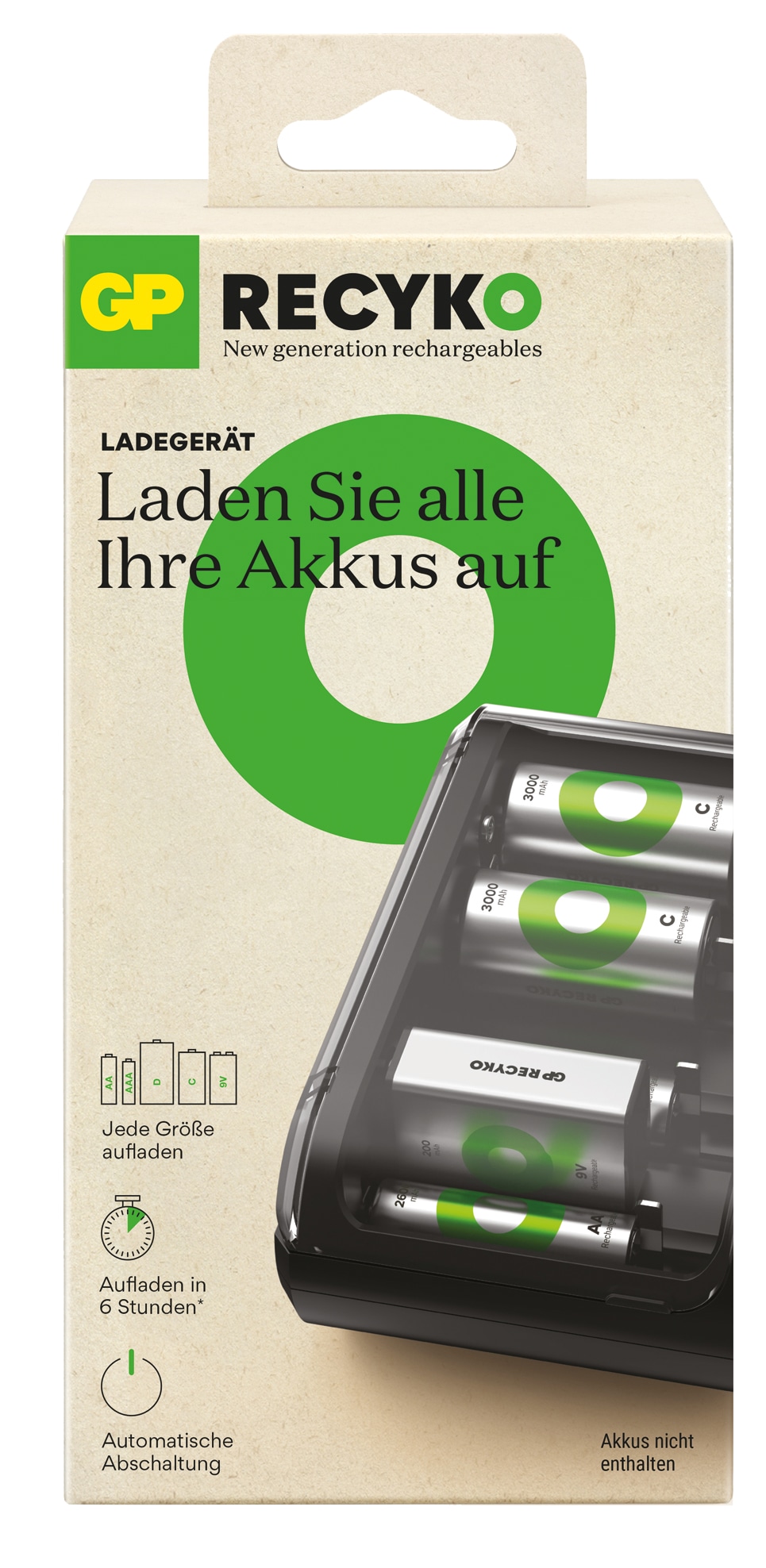 GP ReCyko USB-Akku-Ladegerät B631für AAA, AA, C, D, 9V NiMH Akkus