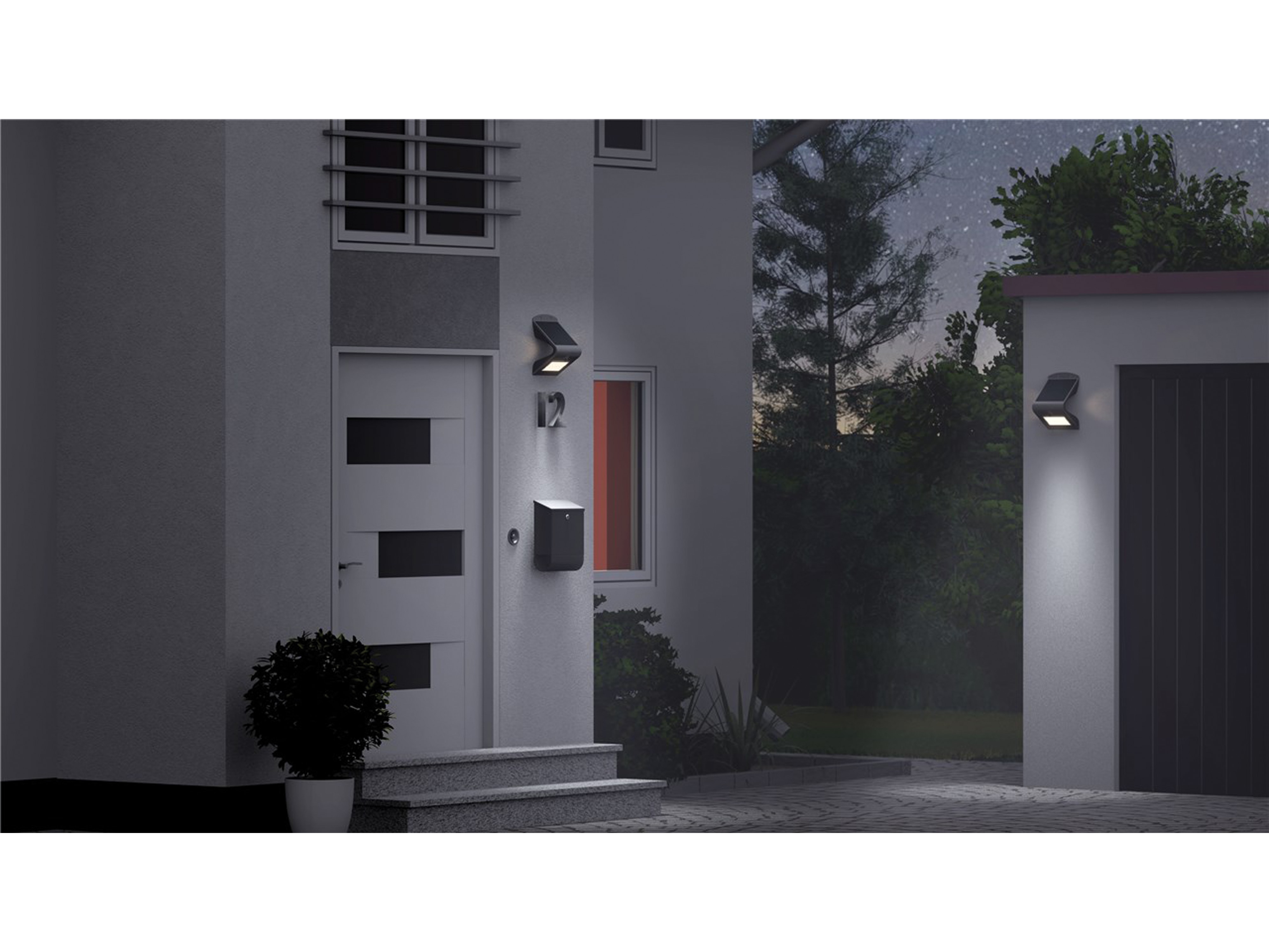 GOOBAY Solar LED-Wandleuchte mit Bewegungsmelder, 3,2 W, schwarz