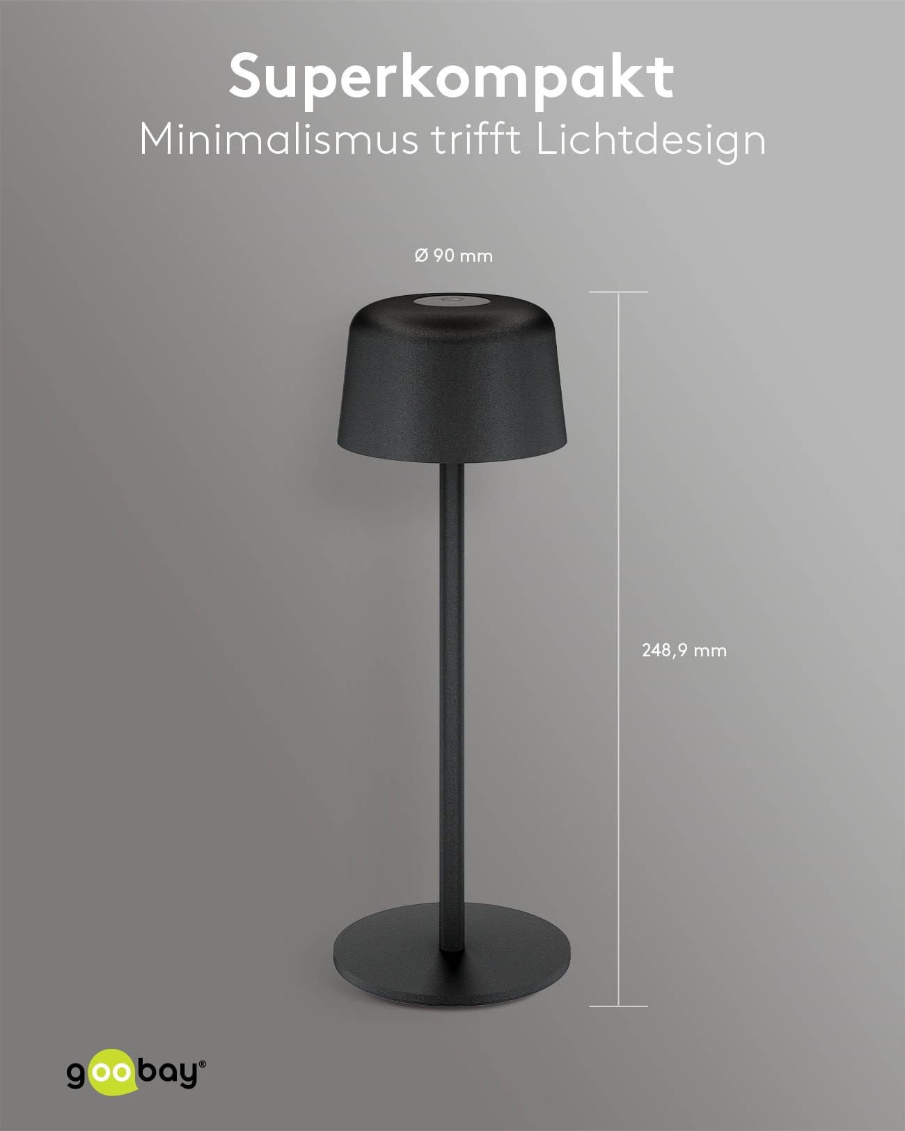GOOBAY LED-Tischleuchte 77675, 2W, 3000 K, 150 lm, warmweiß, IP44, schwarz GOOBAY LED-Tischleuchte 77675, 2W, 3000 K, 150 lm, warmweiß, IP44, schwarz