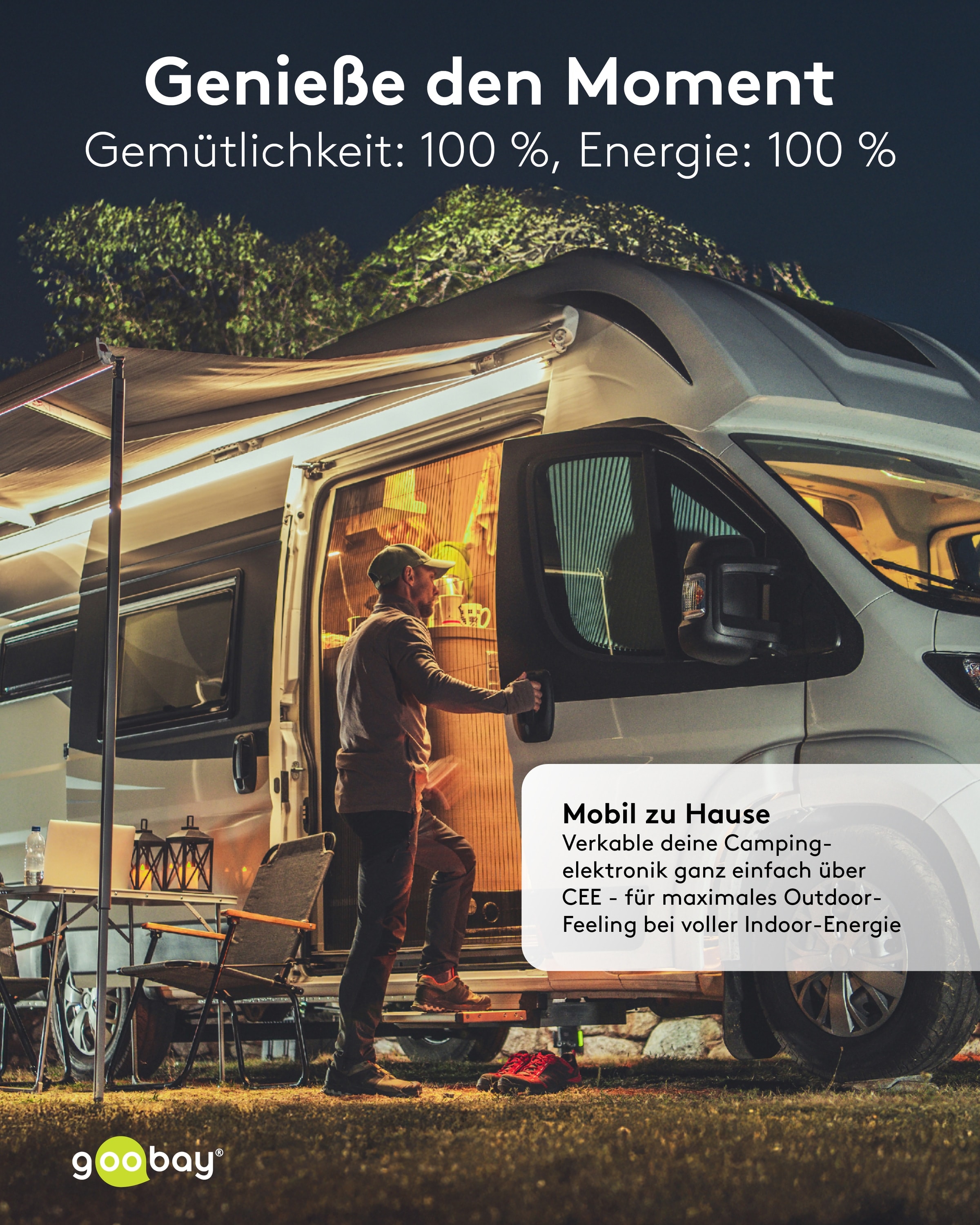 GOOBAY CEE-Adapterkabel 76222, 1,5 m, Schutzkontakt Stecker zu CEE-+ SK.-Kupplung