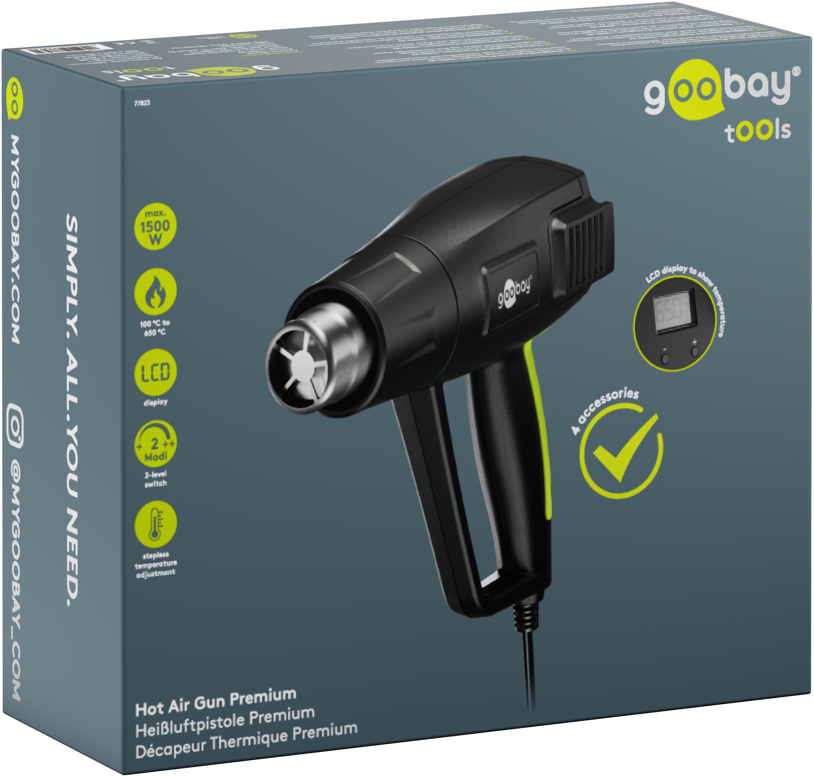 GOOBAY TOOLS Heißluftpistole Premium, 77823, 1500 W