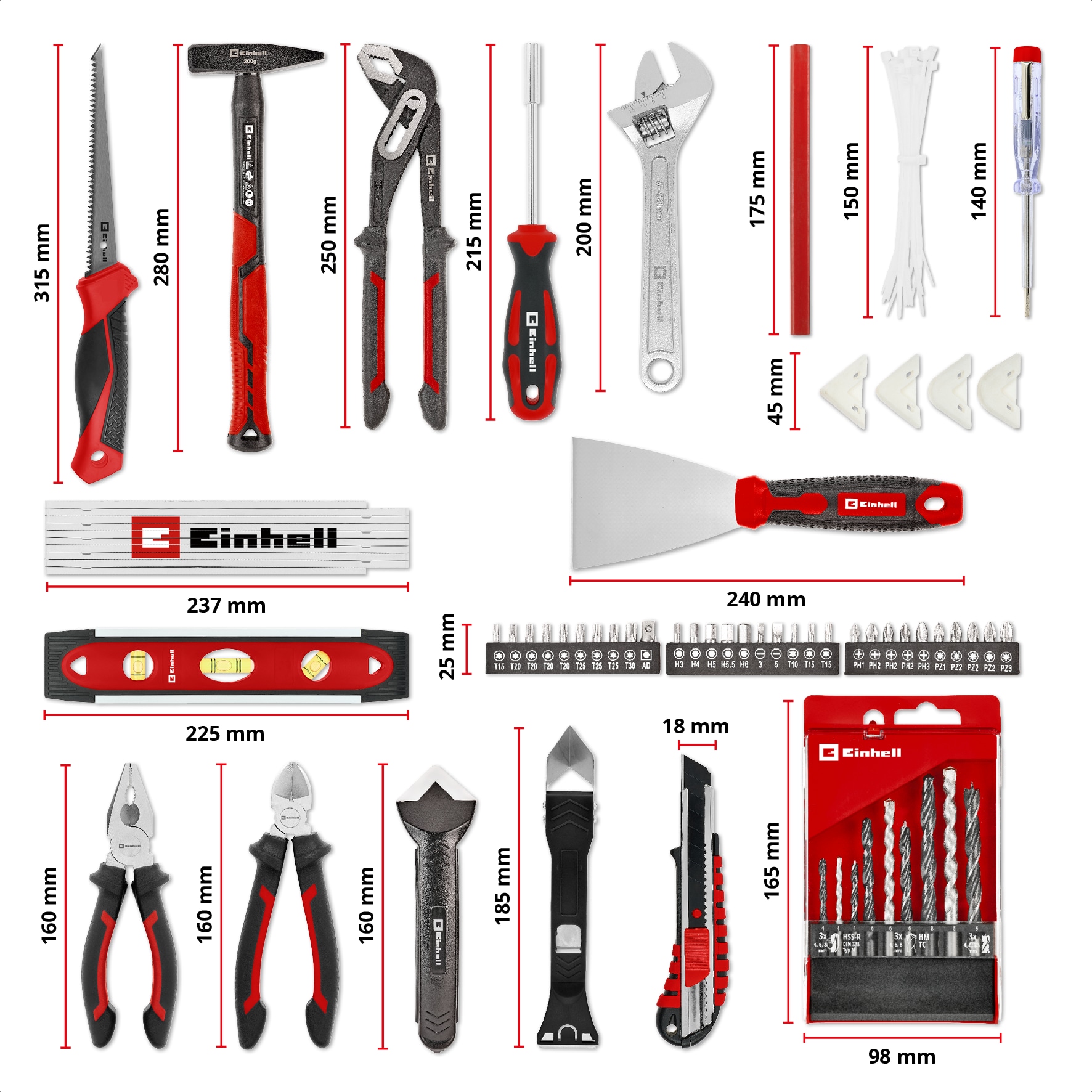EINHELL Werkzeugkoffer Renovierung, 370517, E-Case, 78-teilig