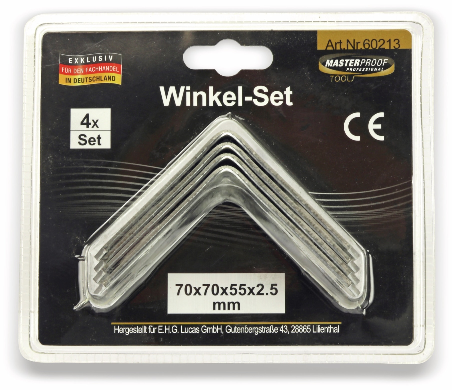 Winkelverbinder, 70x70x55x2,5 mm, 4 Stück Winkelverbinder, 70x70x55x2,5 mm, 4 Stück