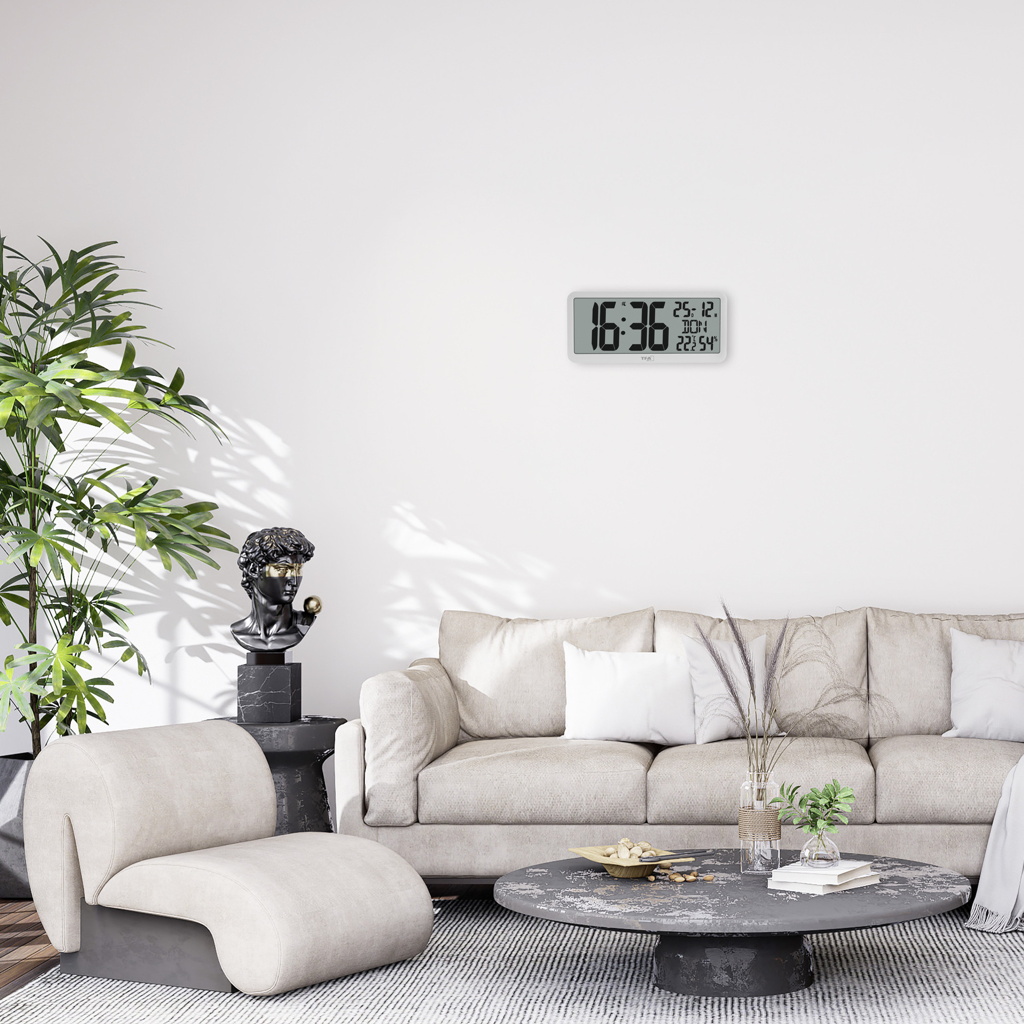 TFA Digitale Funkuhr 60.4525.02, mit Raumklima, weiß