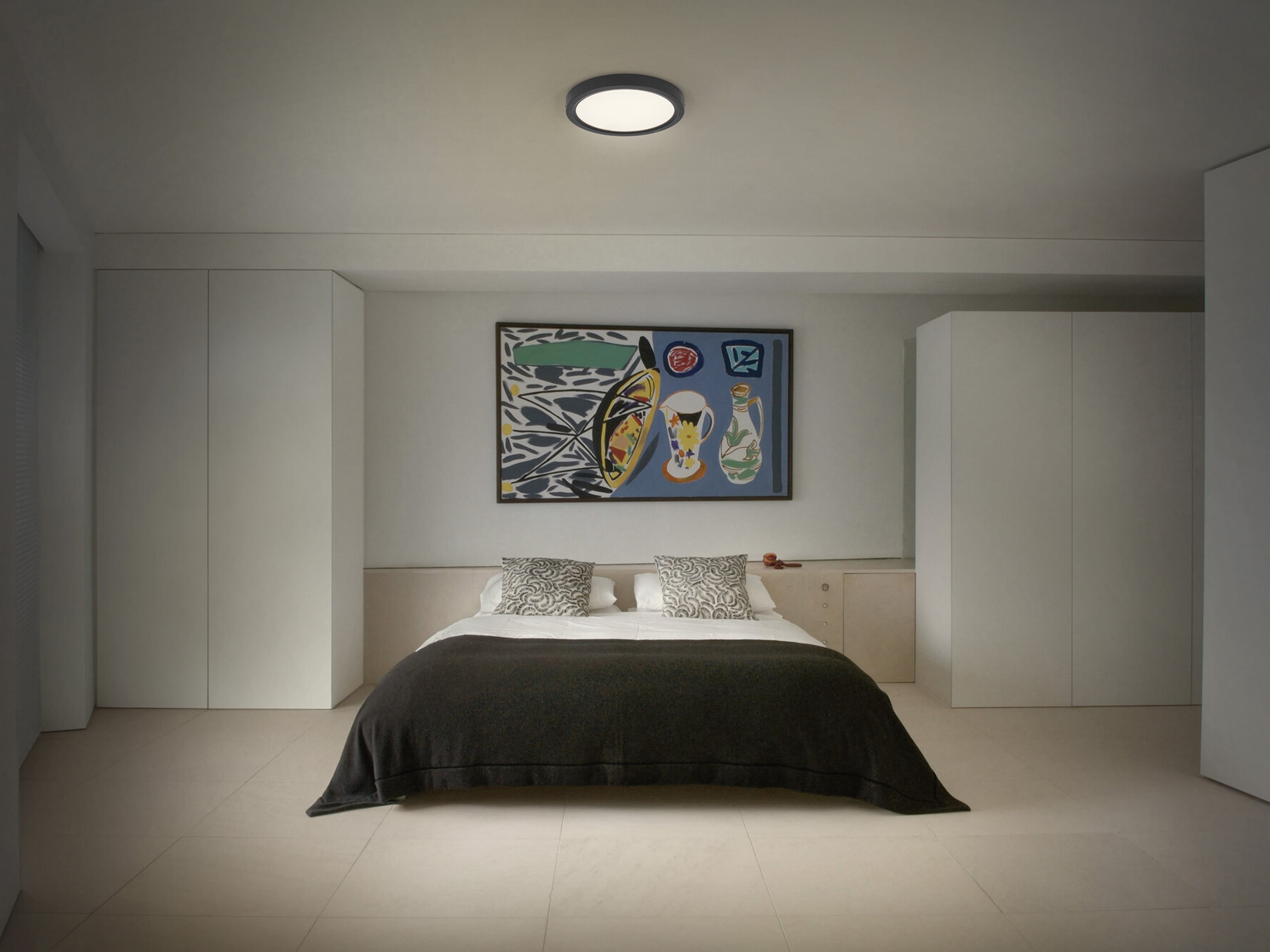 OSRAM LED-Deckenleuchte, 20W, 3000K, 2100lm, warmweiß, IP20, dimmbar, schwarz, Ø24,5 cm OSRAM LED-Deckenleuchte, 20W, 3000K, 2100lm, warmweiß, IP20, dimmbar, schwarz, Ø24,5 cm