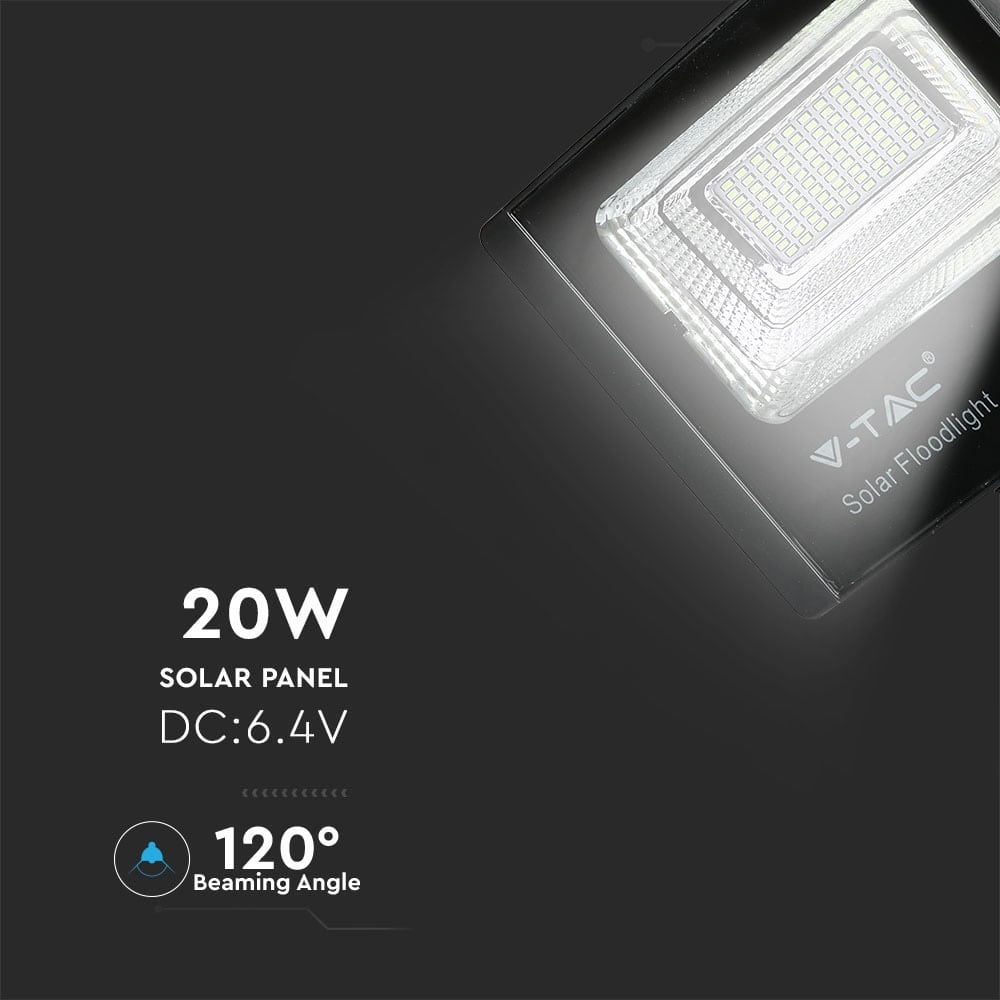 V-TAC Solar LED-Fluter VT-60W, 20 W, 4000 K, mit Panel + Fernbedienung V-TAC Solar LED-Fluter VT-60W, 20 W, 4000 K, mit Panel + Fernbedienung
