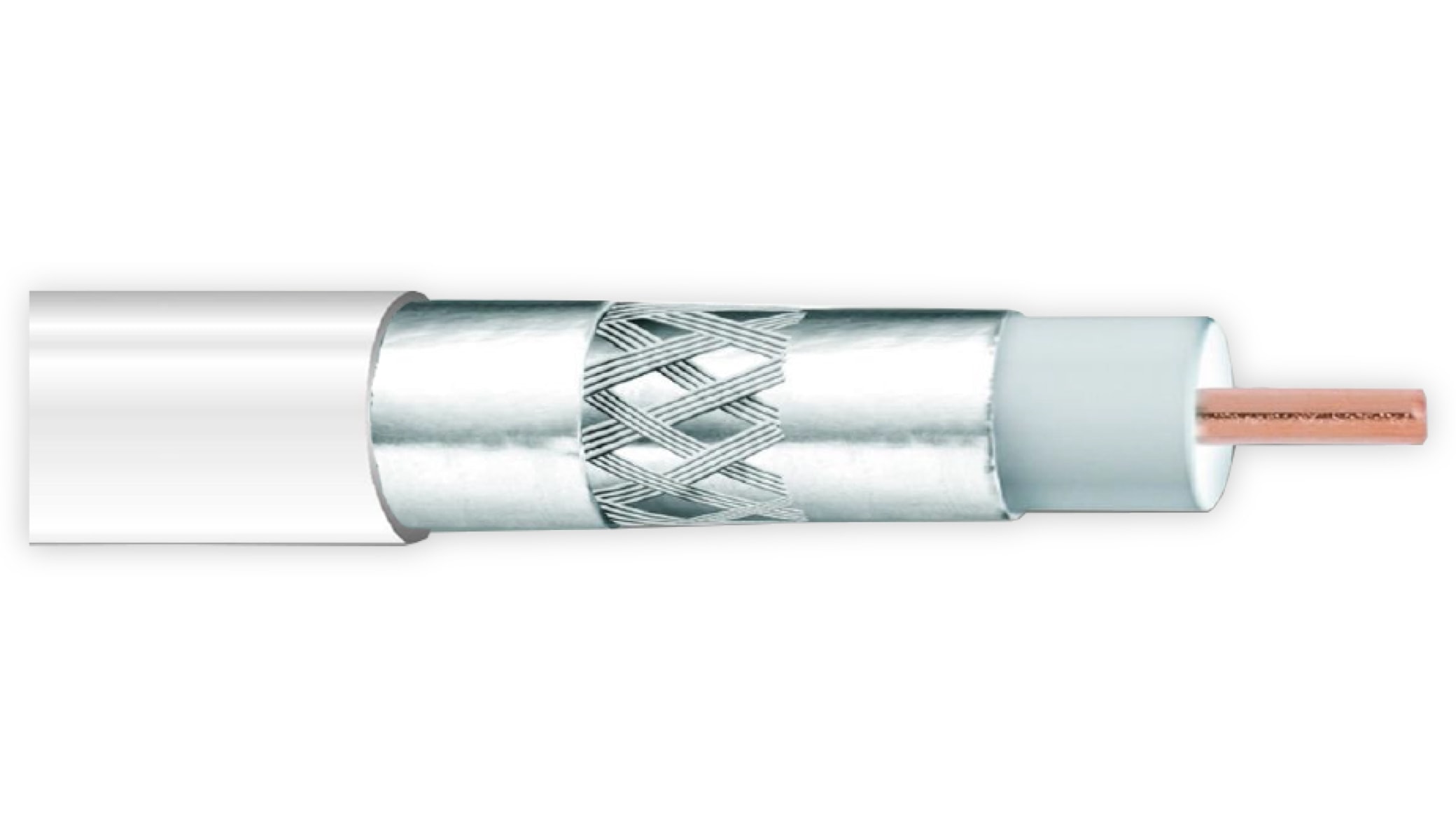 ANKASAT Koaxialkabel, 100 m, weiß, 6,8 mm, CCS, 120 dB