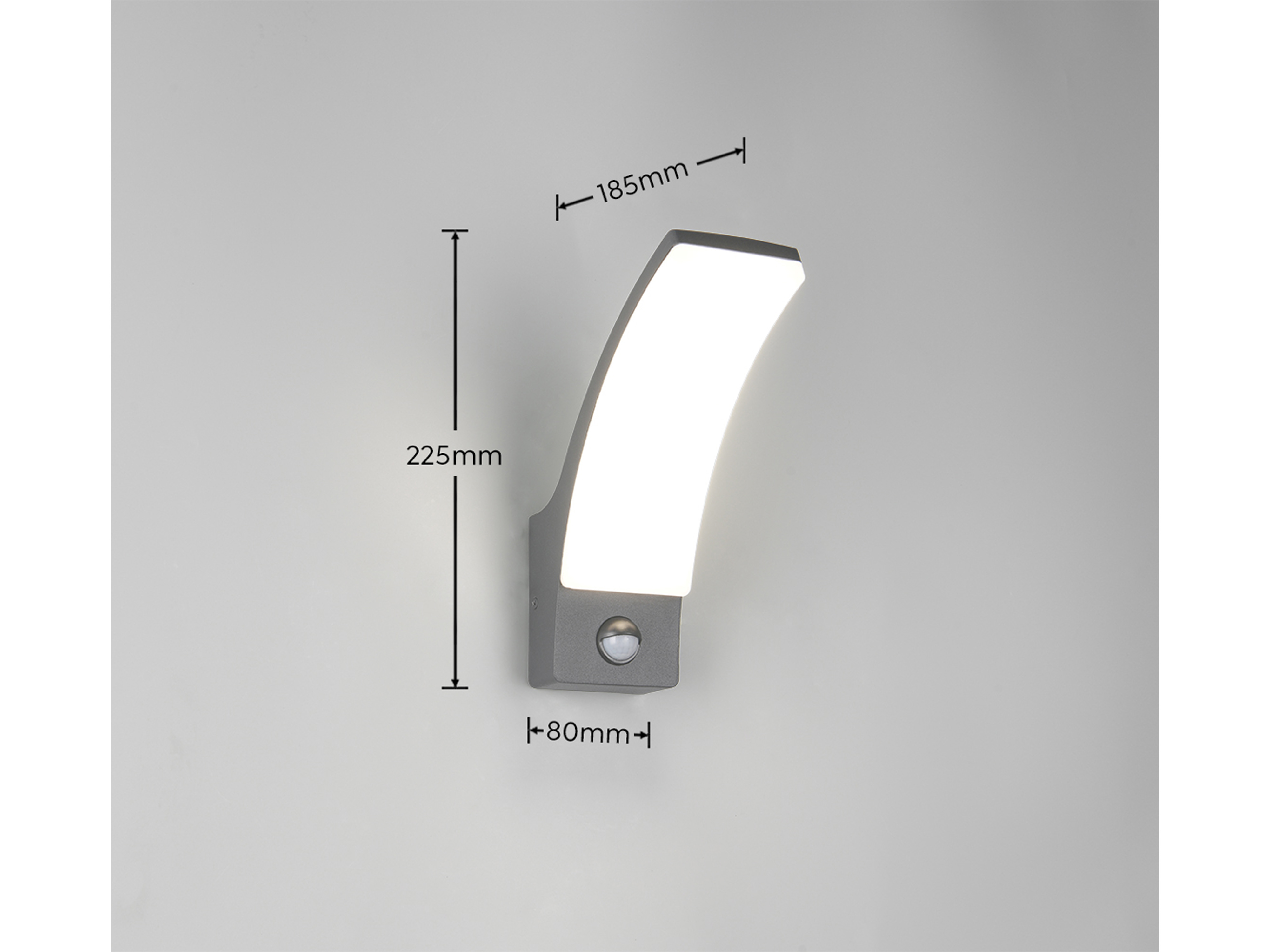 REALITY LED-Wandleuchte Beja R23359142, mit Bewegungssensor, 12,5W, 4000K, 1650lm, neutalweiß, IP44, Anthrazit