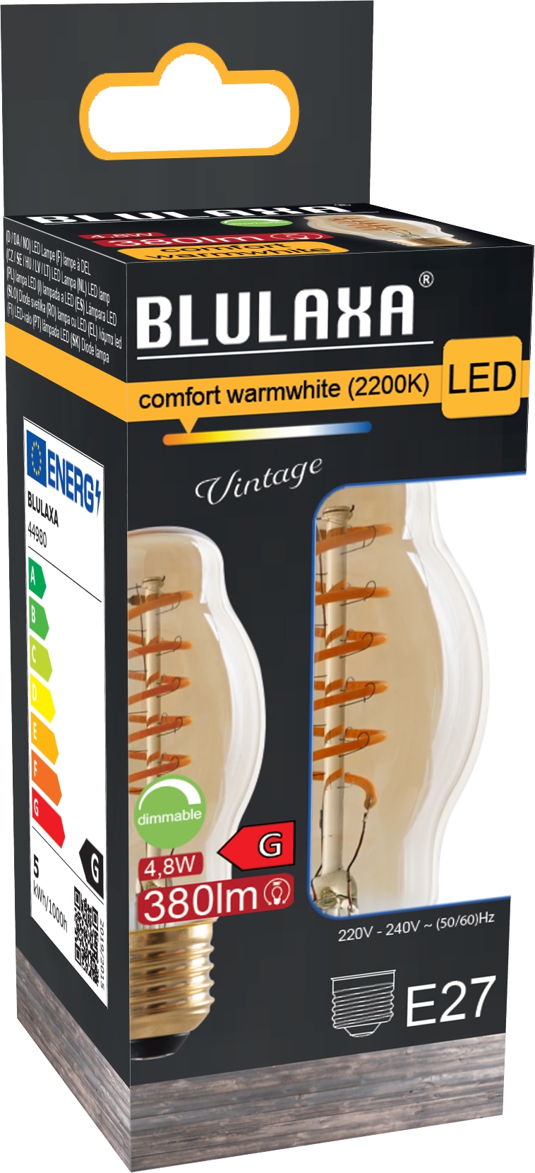 BLULAXA LED FlexFilament BTT, E27, 4,8 W, 2200 K, EEK: G, 380 lm, IP20, dimmbar, warmweiß