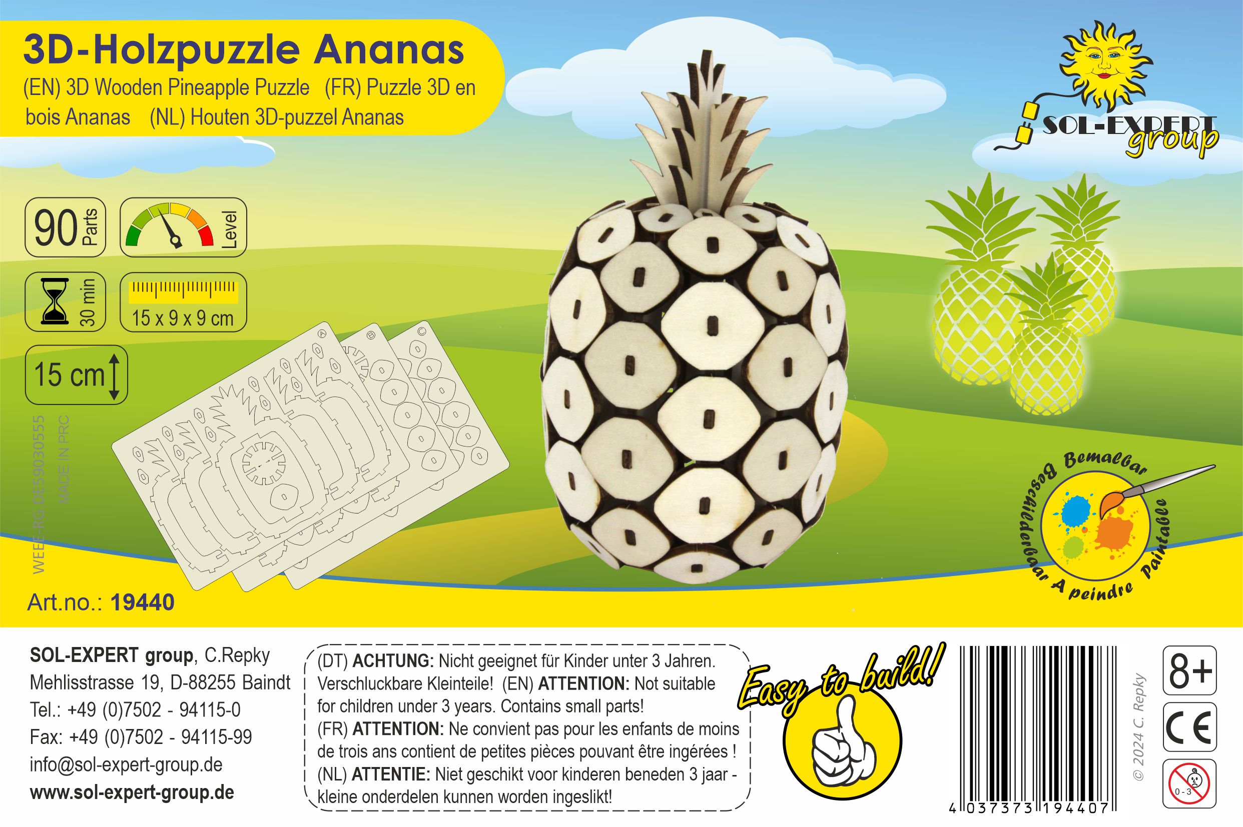 SOL-EXPERT 3D Holz Bausatz Ananas