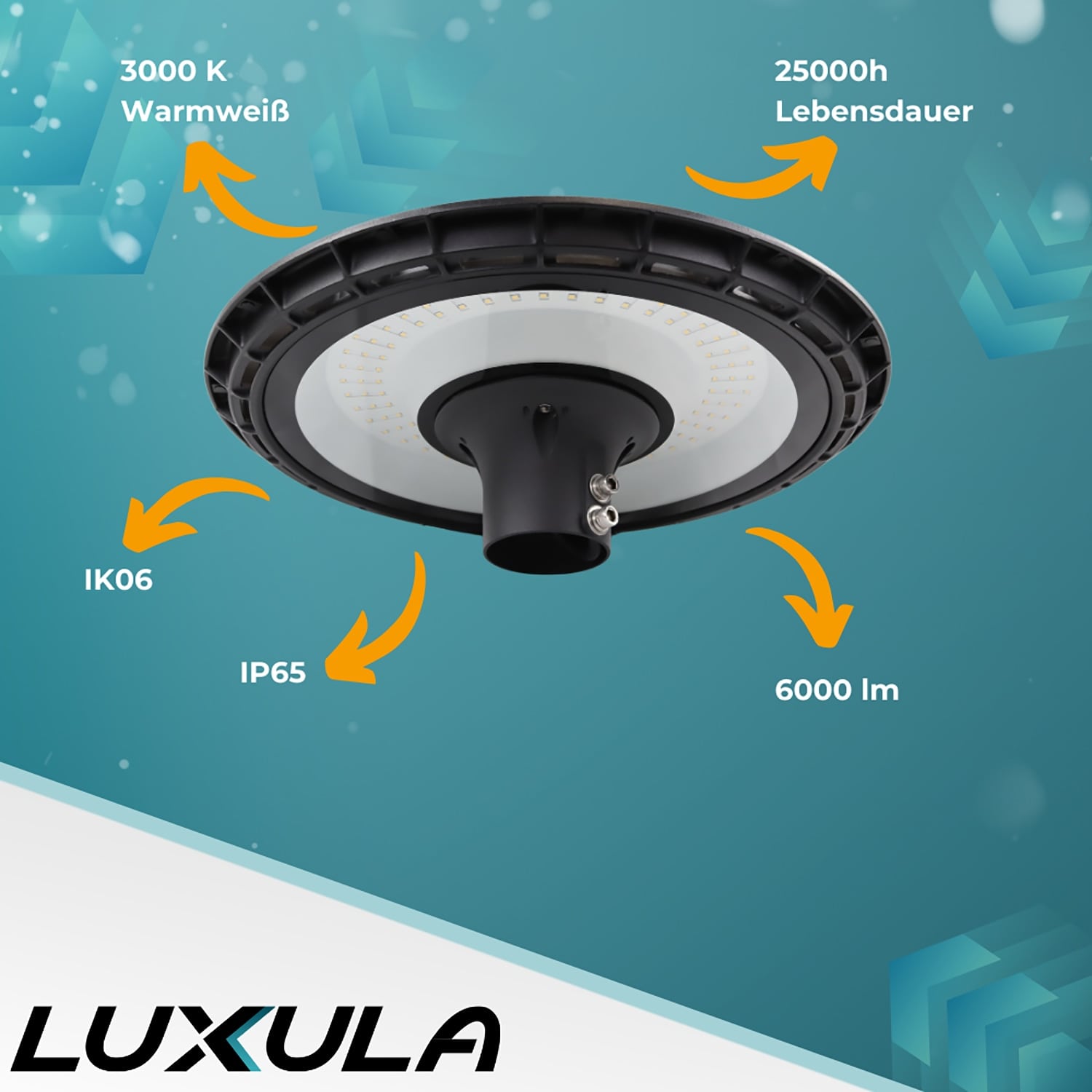 LUXULA LED-Hallenleuchte LX800110, HighBay, linear, 60W, 6000lm, 3000K LUXULA LED-Hallenleuchte LX500143, HighBay, linear, 200W, 20000lm, 4000K