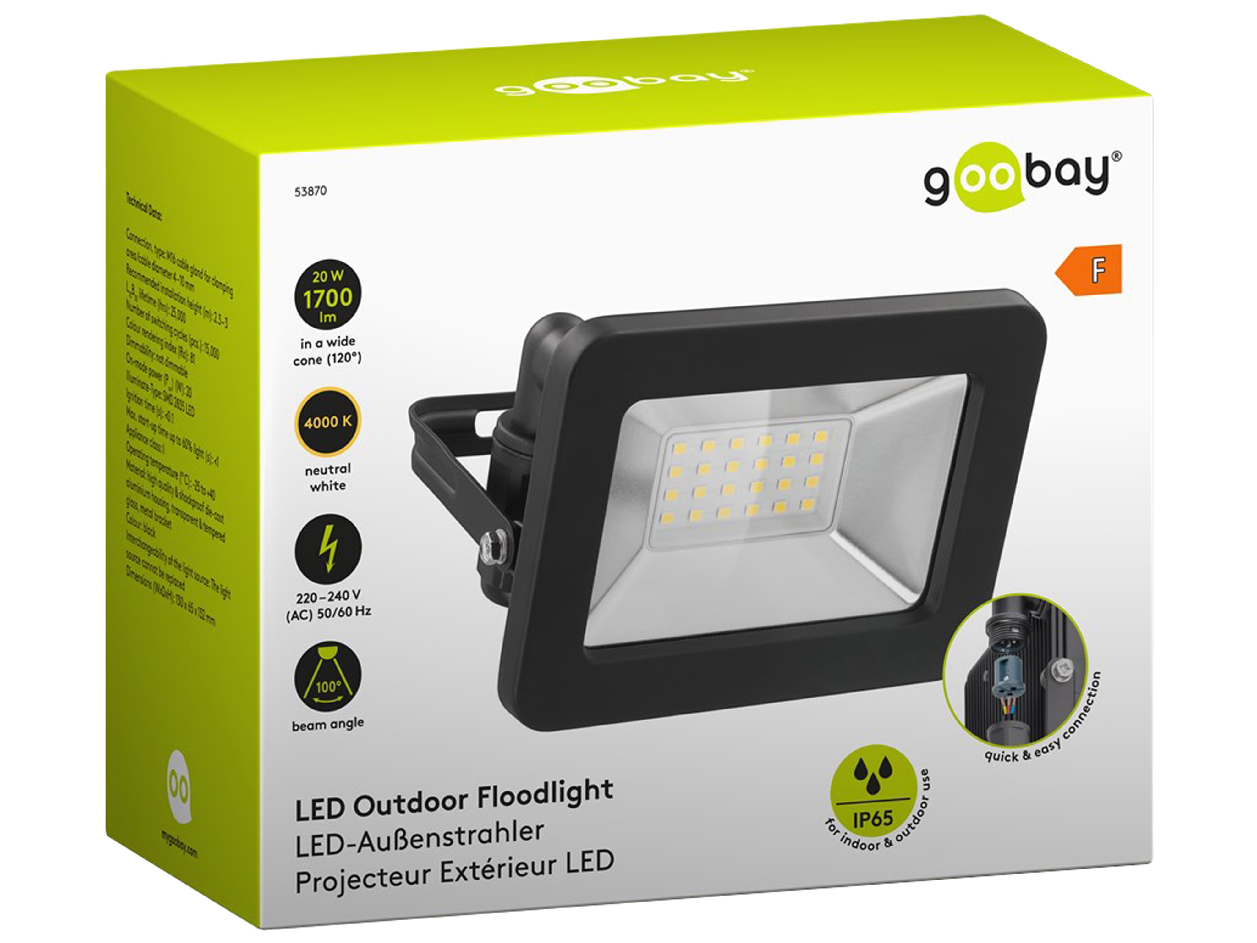GOOBAY LED-Fluter, 20W, 1700lm, 4000K, schwarz GOOBAY LED-Fluter, 20W, 1700lm, 4000K, schwarz